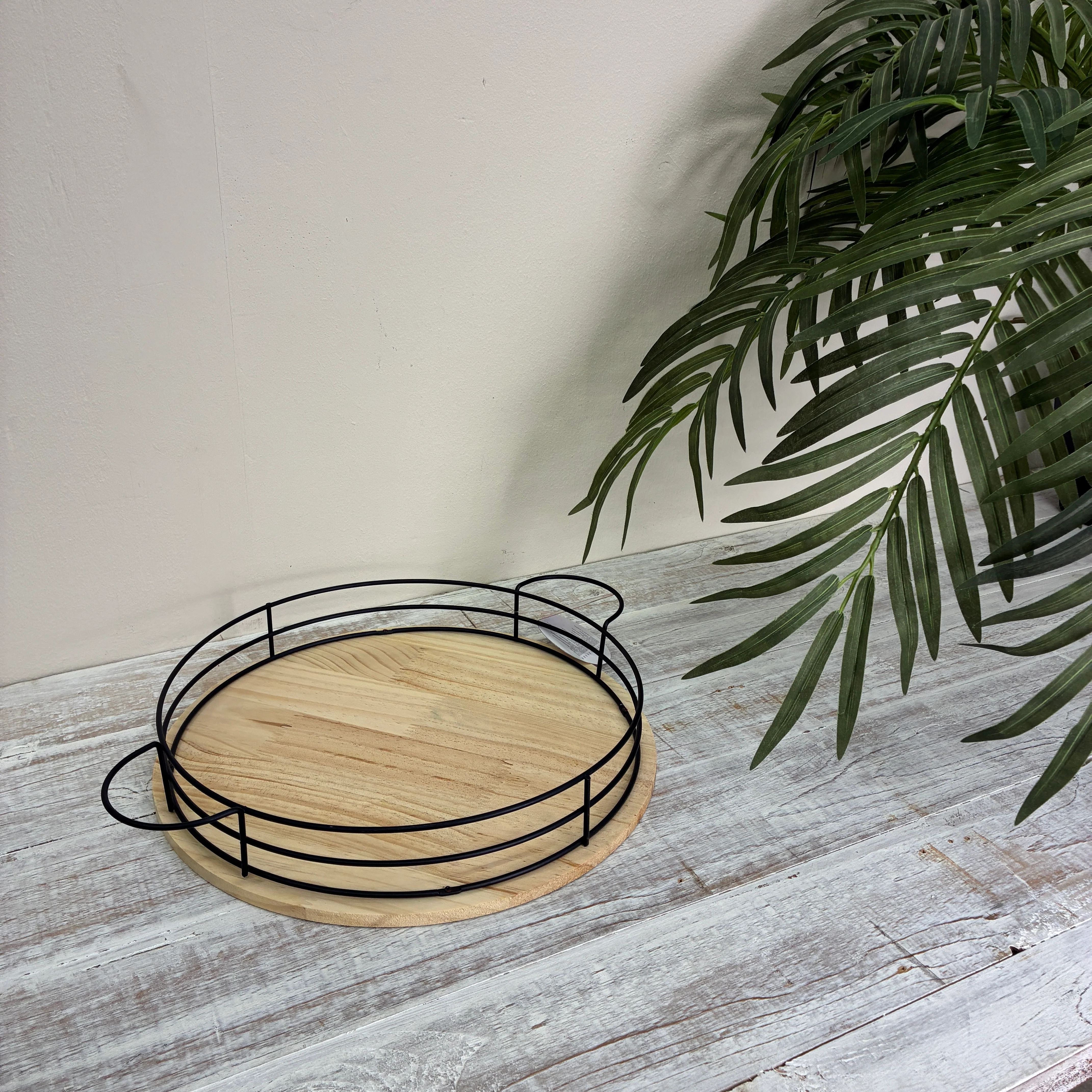 Alpina Serviertablett Holz Metall Rund Deko Tablett 43cm Küchentablett - Image 7