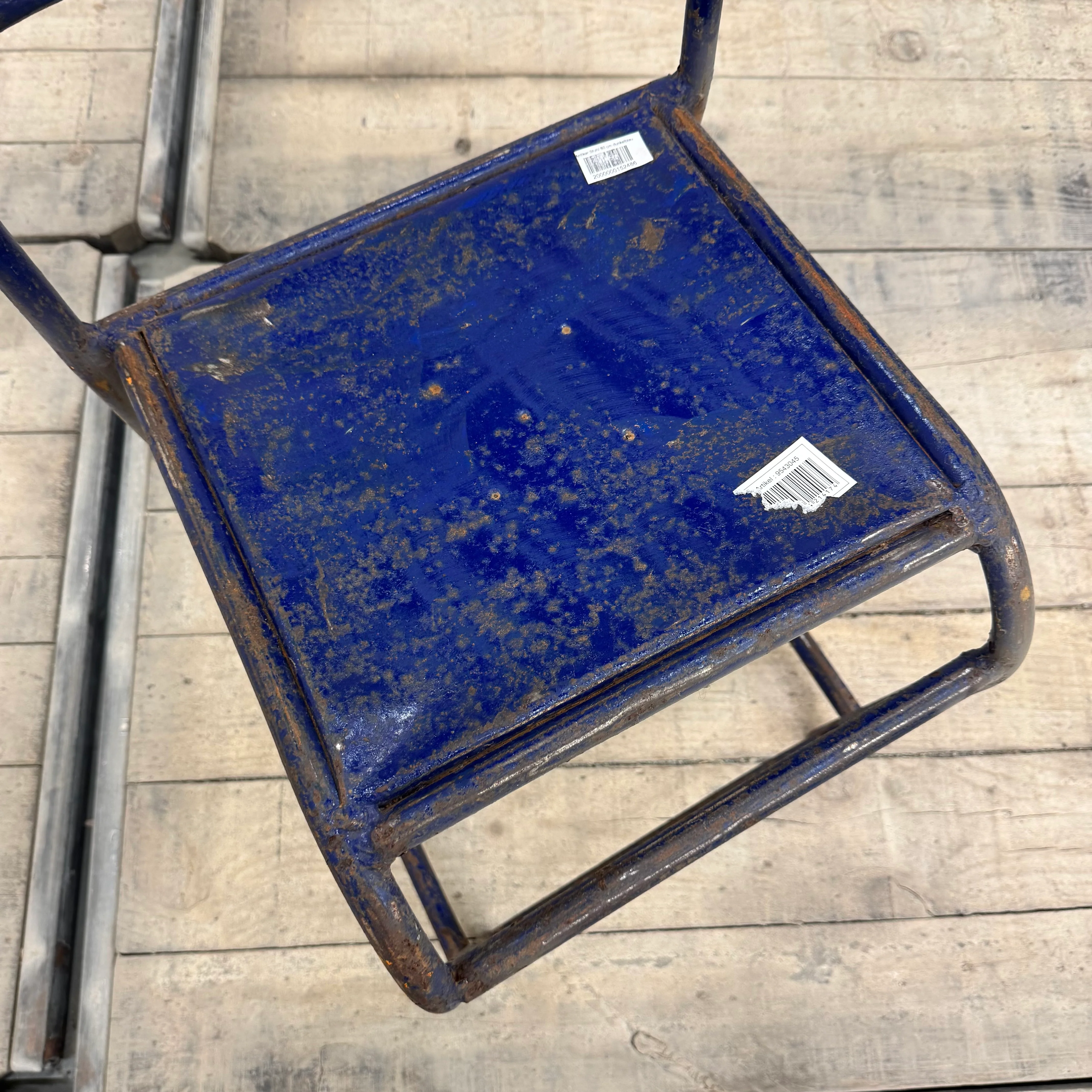 Vintage Stuhl Dunkelblau Metall Industrial Shabby Chic Gebraucht - Image 3