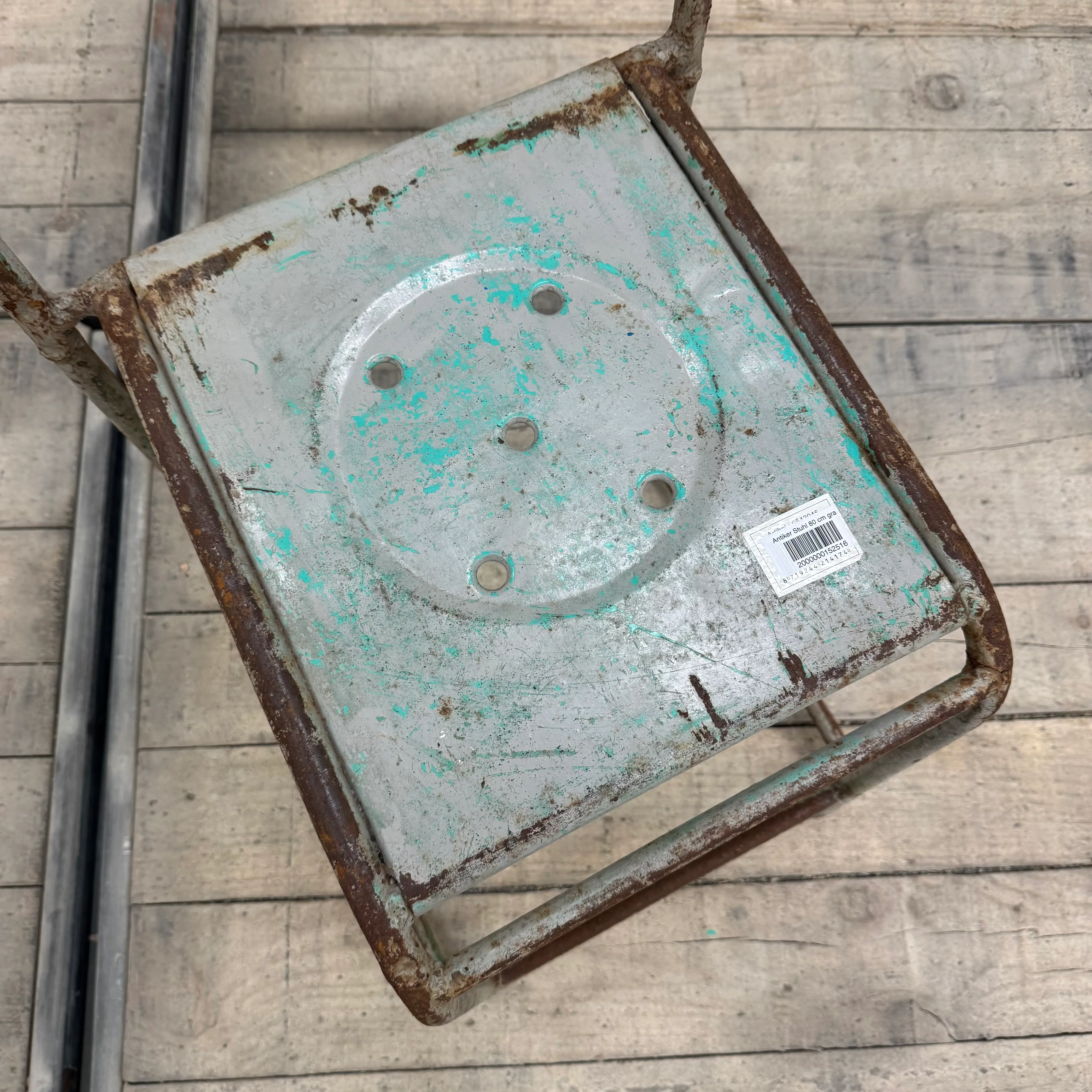 Vintage Stuhl Grau Metall Industrial Shabby Chic Gebraucht - Image 3