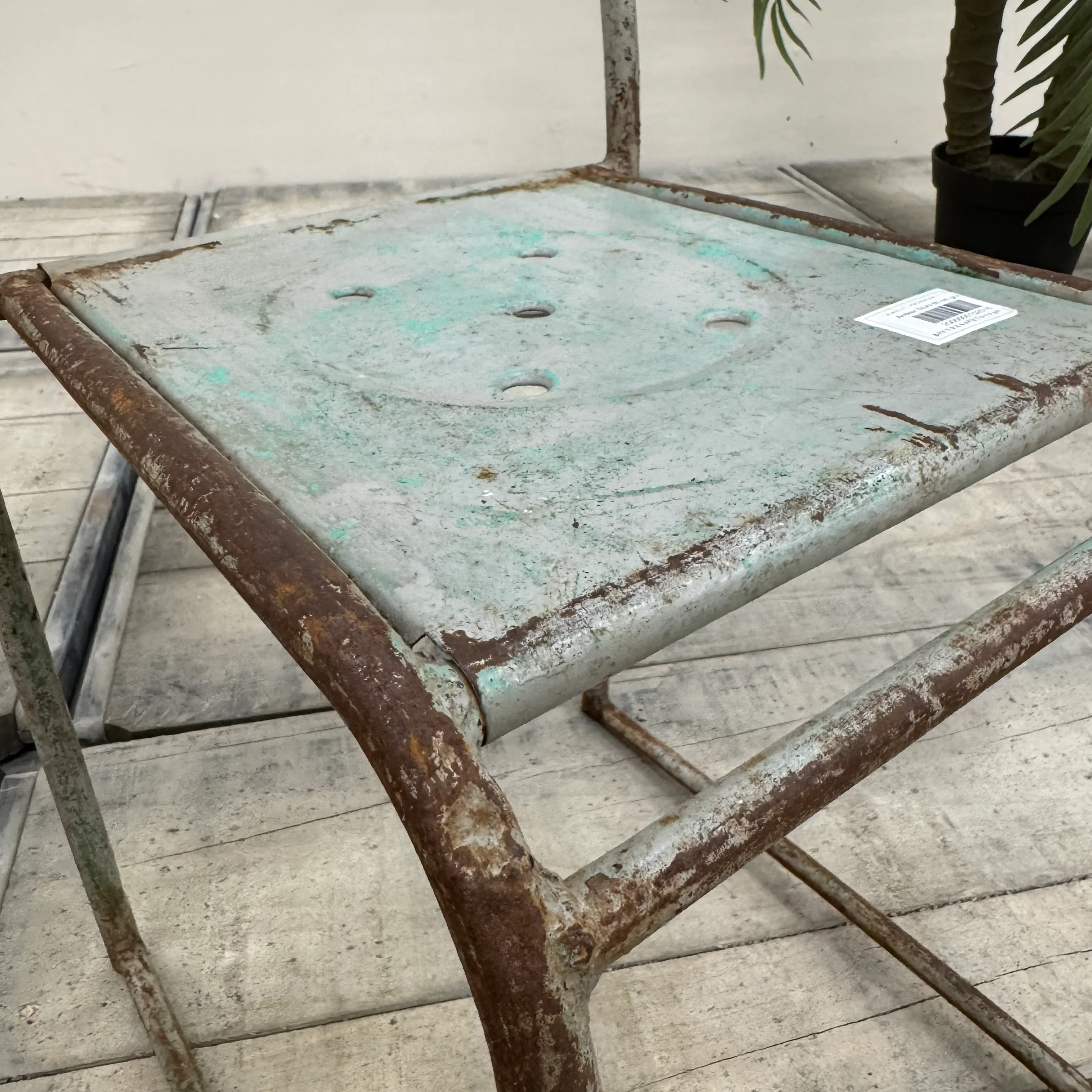Vintage Stuhl Grau Metall Industrial Shabby Chic Gebraucht - Image 4