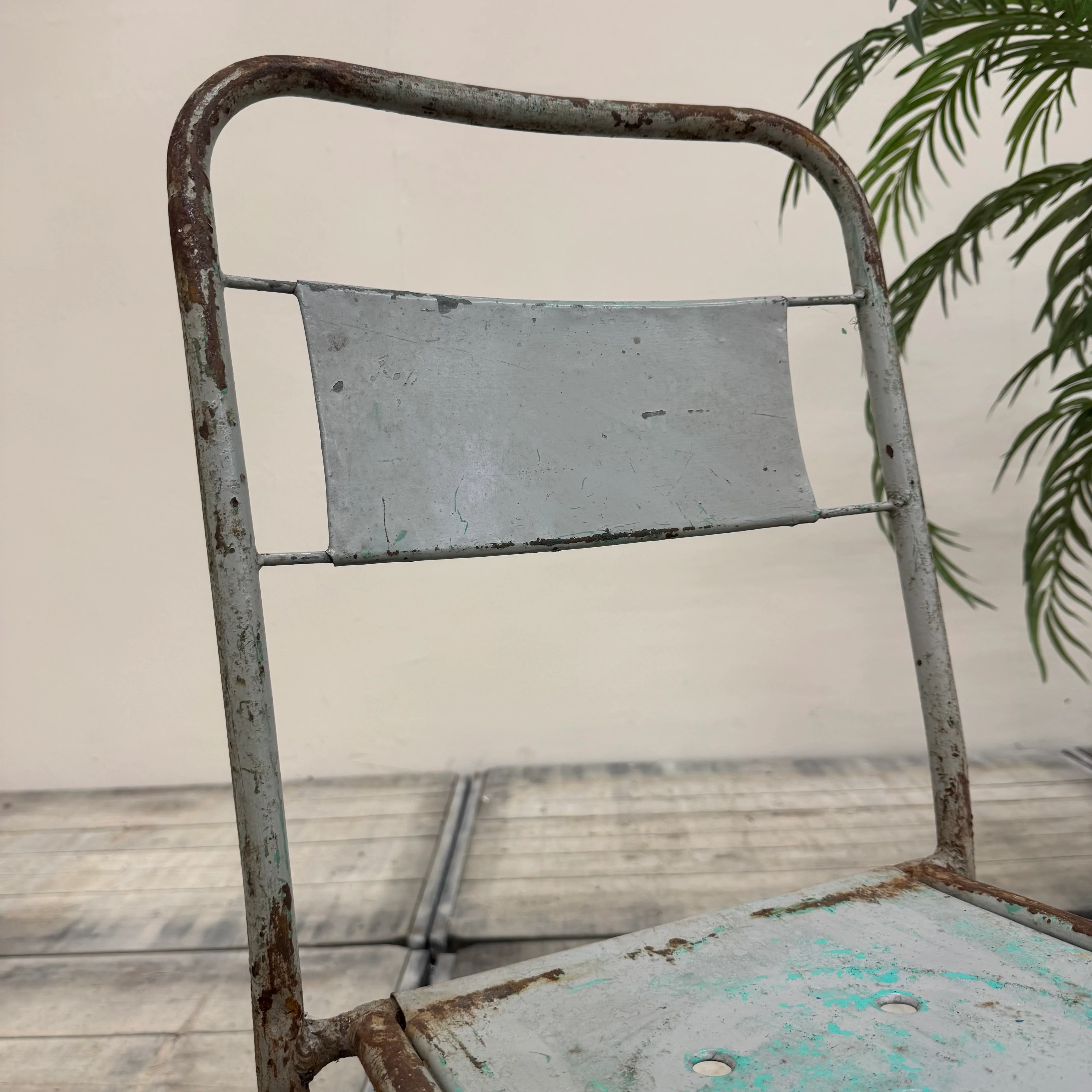 Vintage Stuhl Grau Metall Industrial Shabby Chic Gebraucht - Image 5
