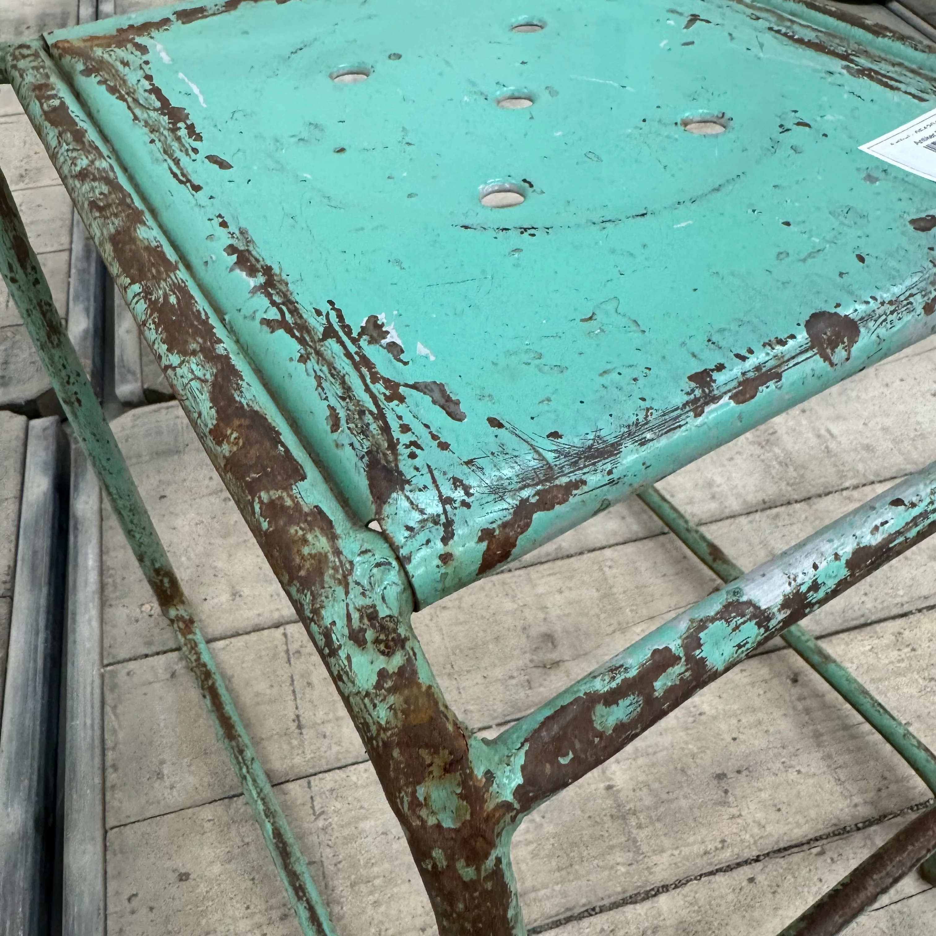 Vintage Stuhl Minzgrün Metall Industrial Shabby Chic Gebraucht - Image 3