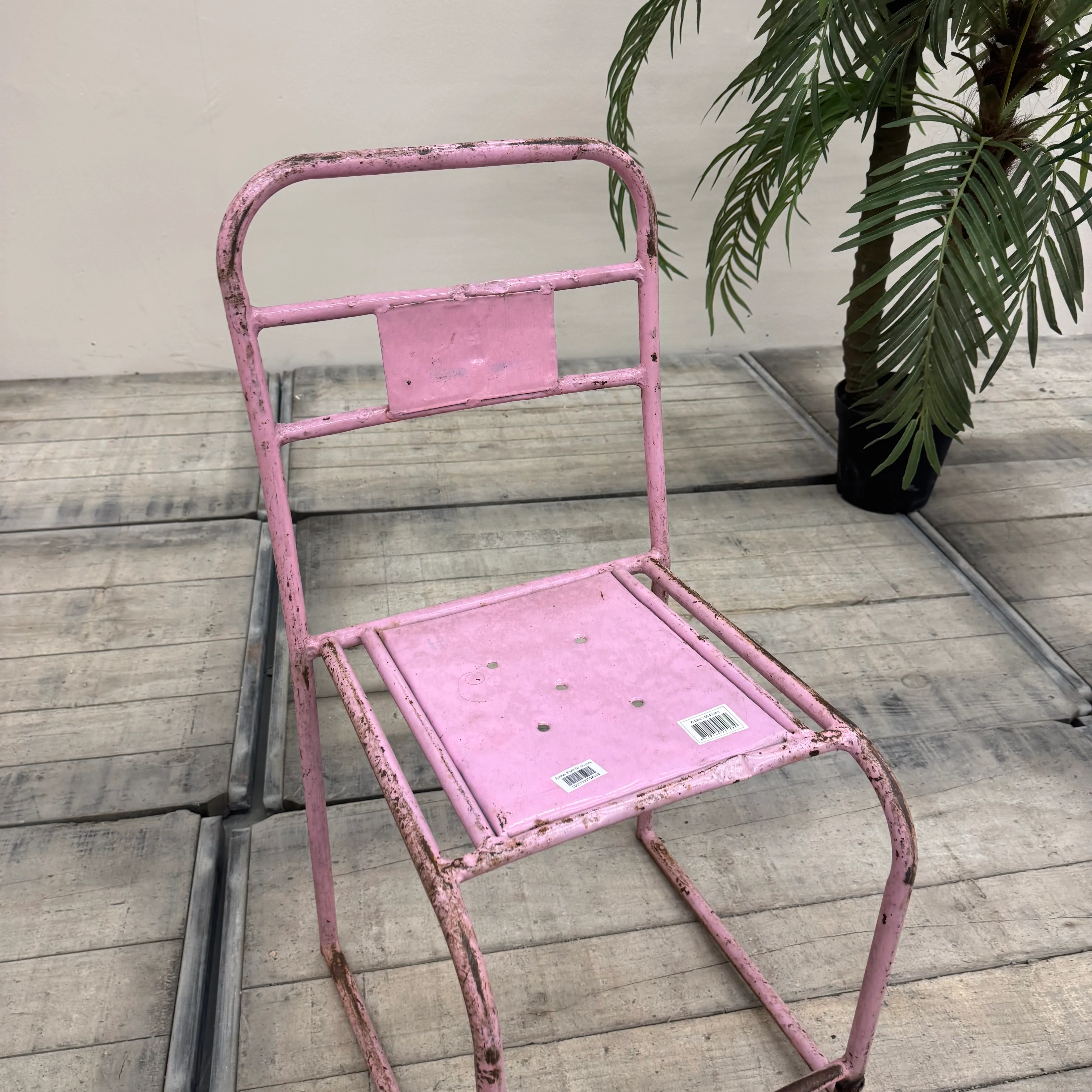 Vintage Stuhl Pink Metall Industrial Shabby Chic Gebraucht - Image 5