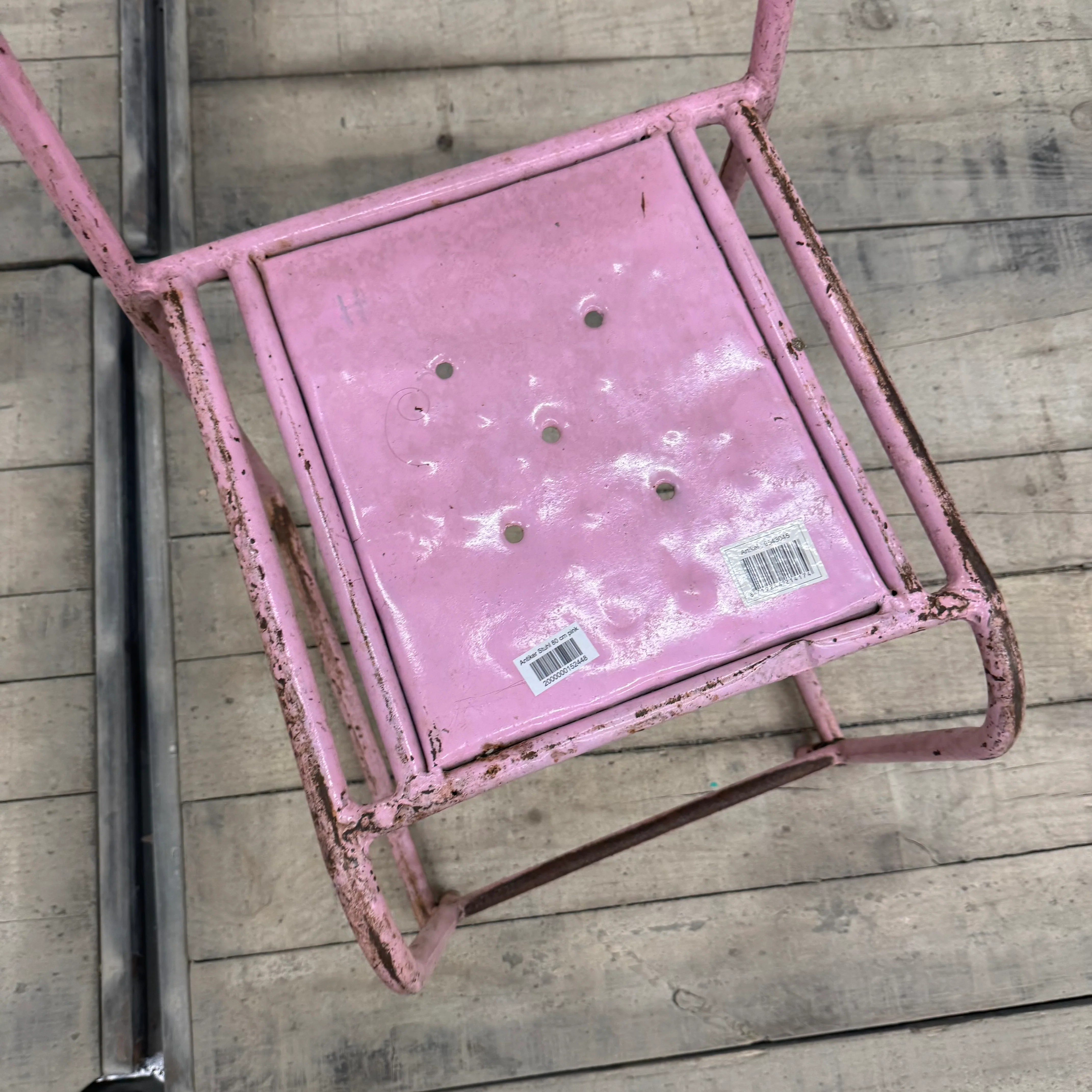 Vintage Stuhl Pink Metall Industrial Shabby Chic Gebraucht - Image 6