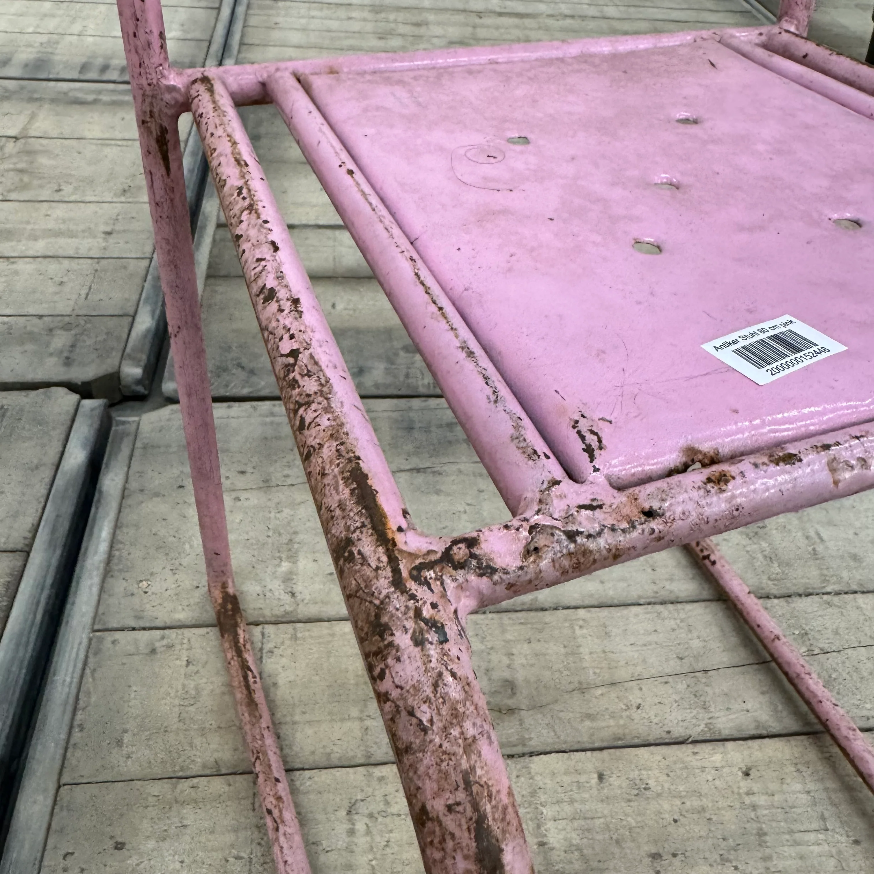 Vintage Stuhl Pink Metall Industrial Shabby Chic Gebraucht - Image 7
