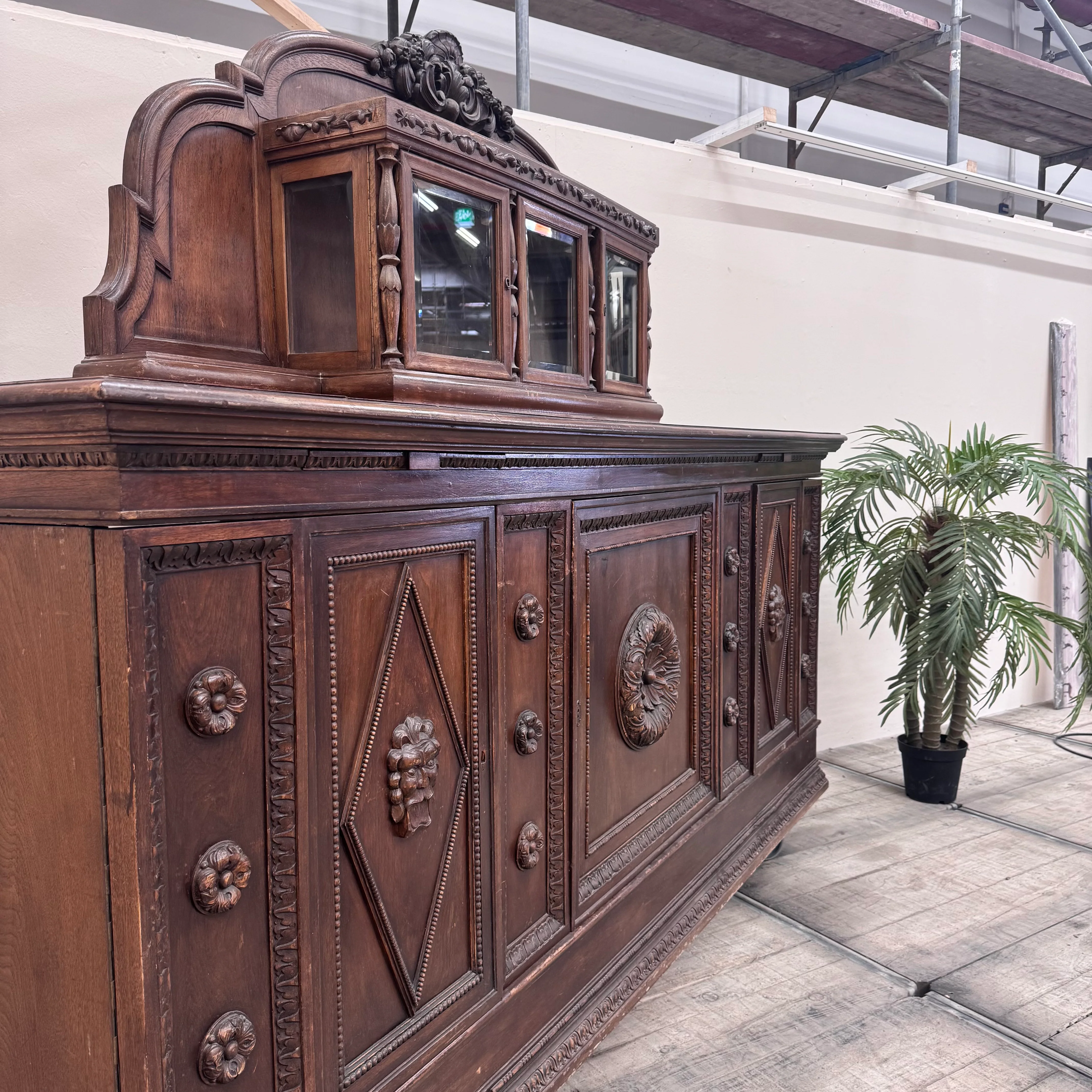 Antikes Buffet Eiche Massiv Historisch Reich verziert Sideboard Gebraucht - Image 5
