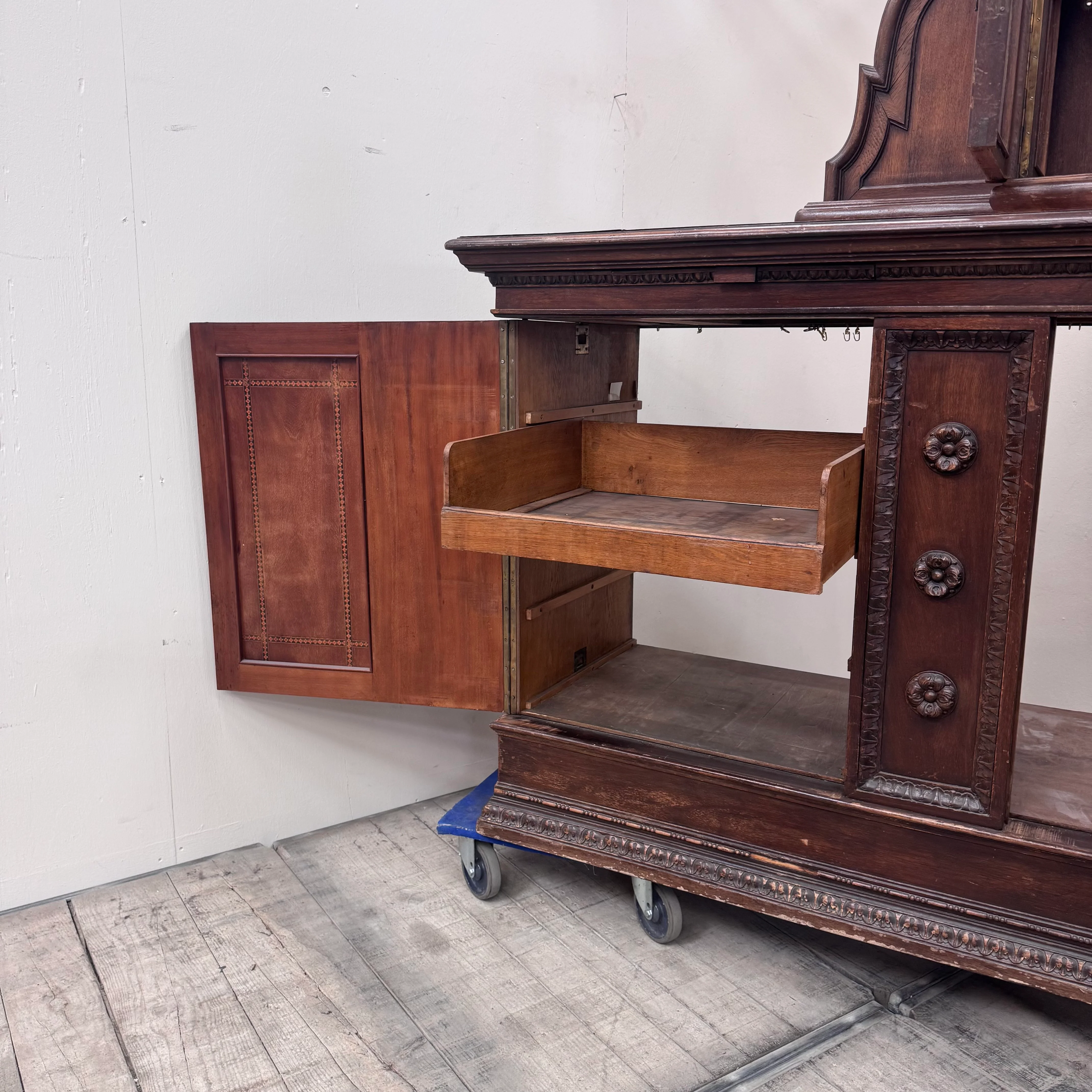 Antikes Buffet Eiche Massiv Historisch Reich verziert Sideboard Gebraucht - Image 7