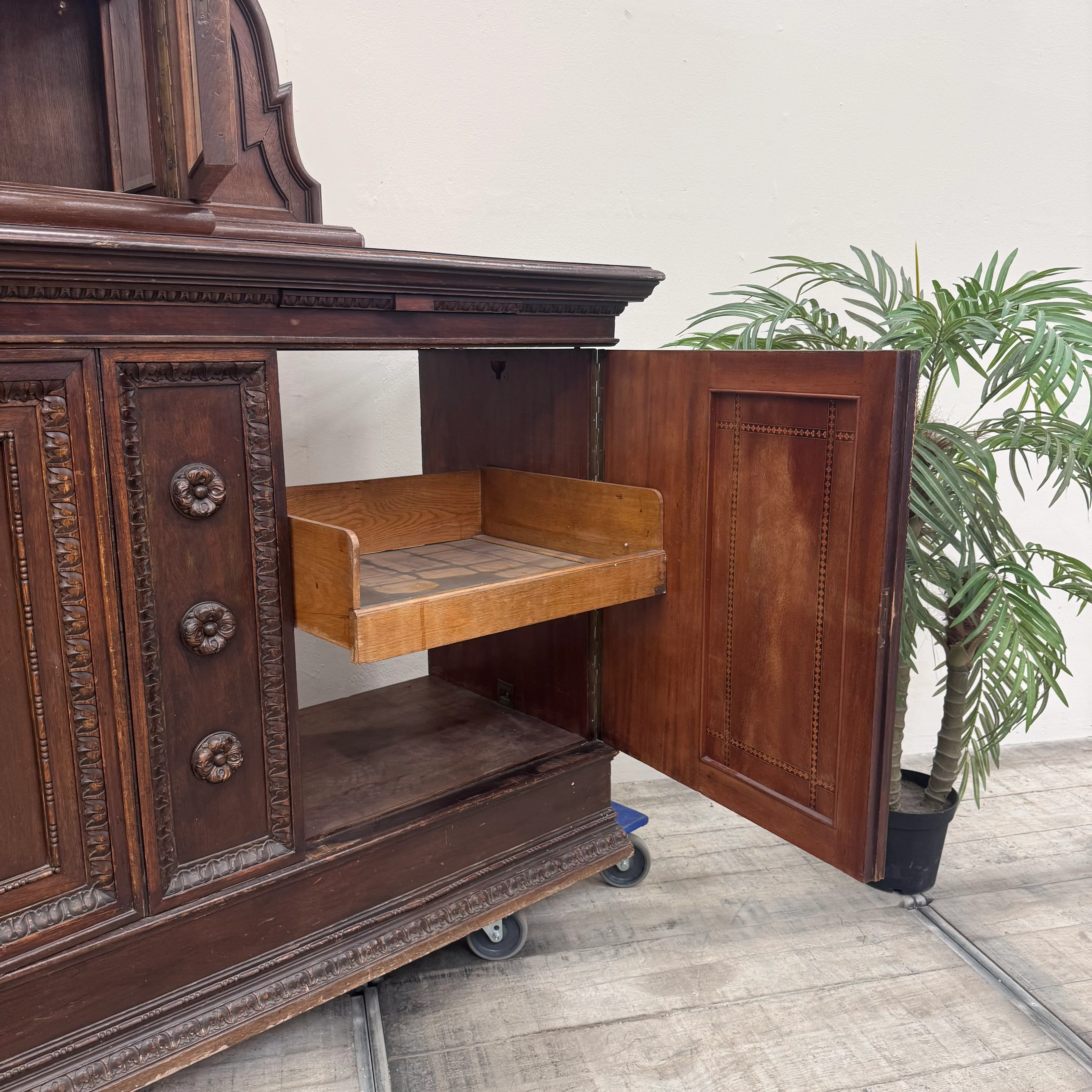 Antikes Buffet Eiche Massiv Historisch Reich verziert Sideboard Gebraucht - Image 9