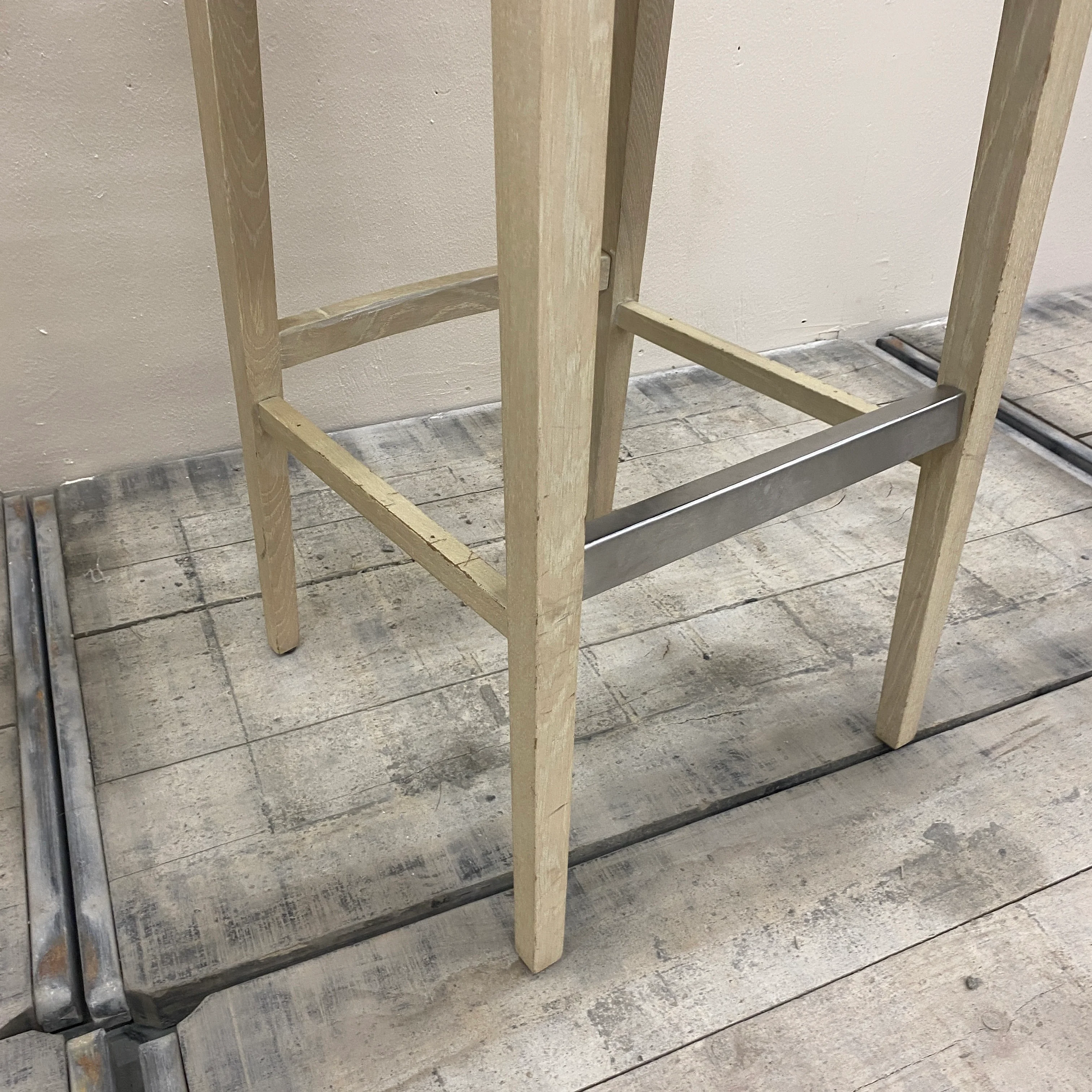 Barhocker Eiche Holz hell  Kunstleder Schwarz Hocker Gebraucht - Image 8