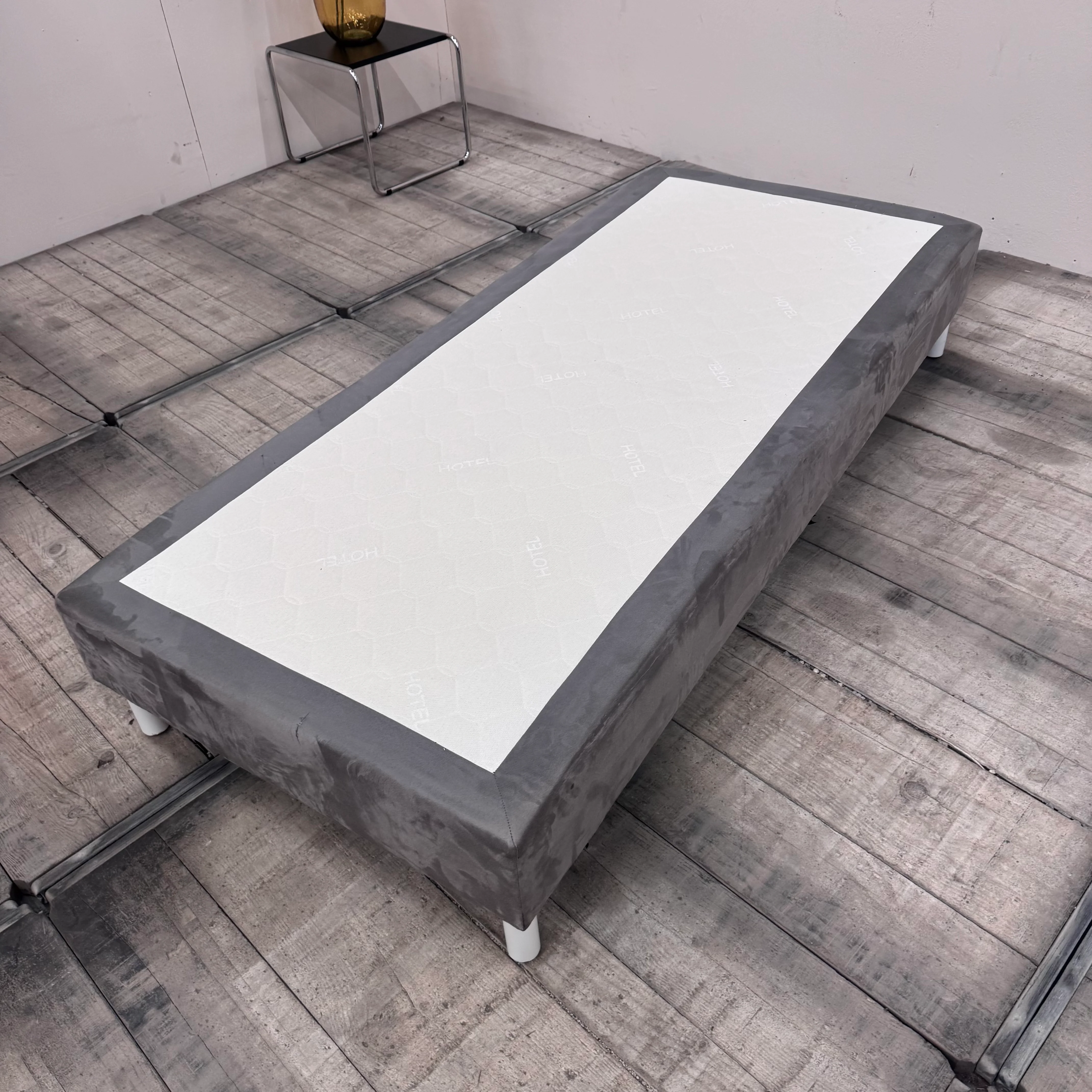Boxspringbett grau 90x200 inkl Matratze Velours Einzelbett Bett gebraucht - Image 7