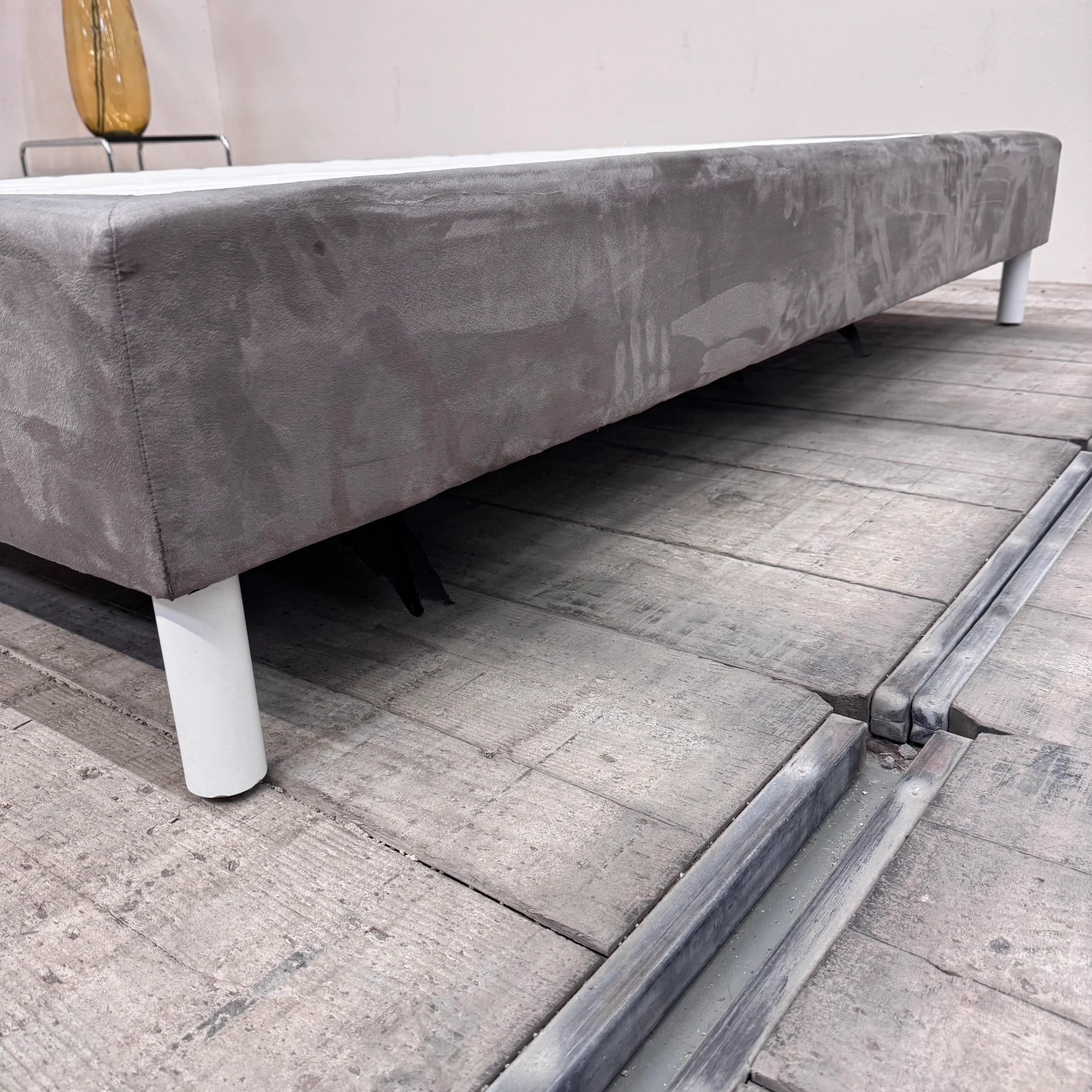Boxspringbett grau 90x200 inkl Matratze Velours Einzelbett Bett gebraucht - Image 8