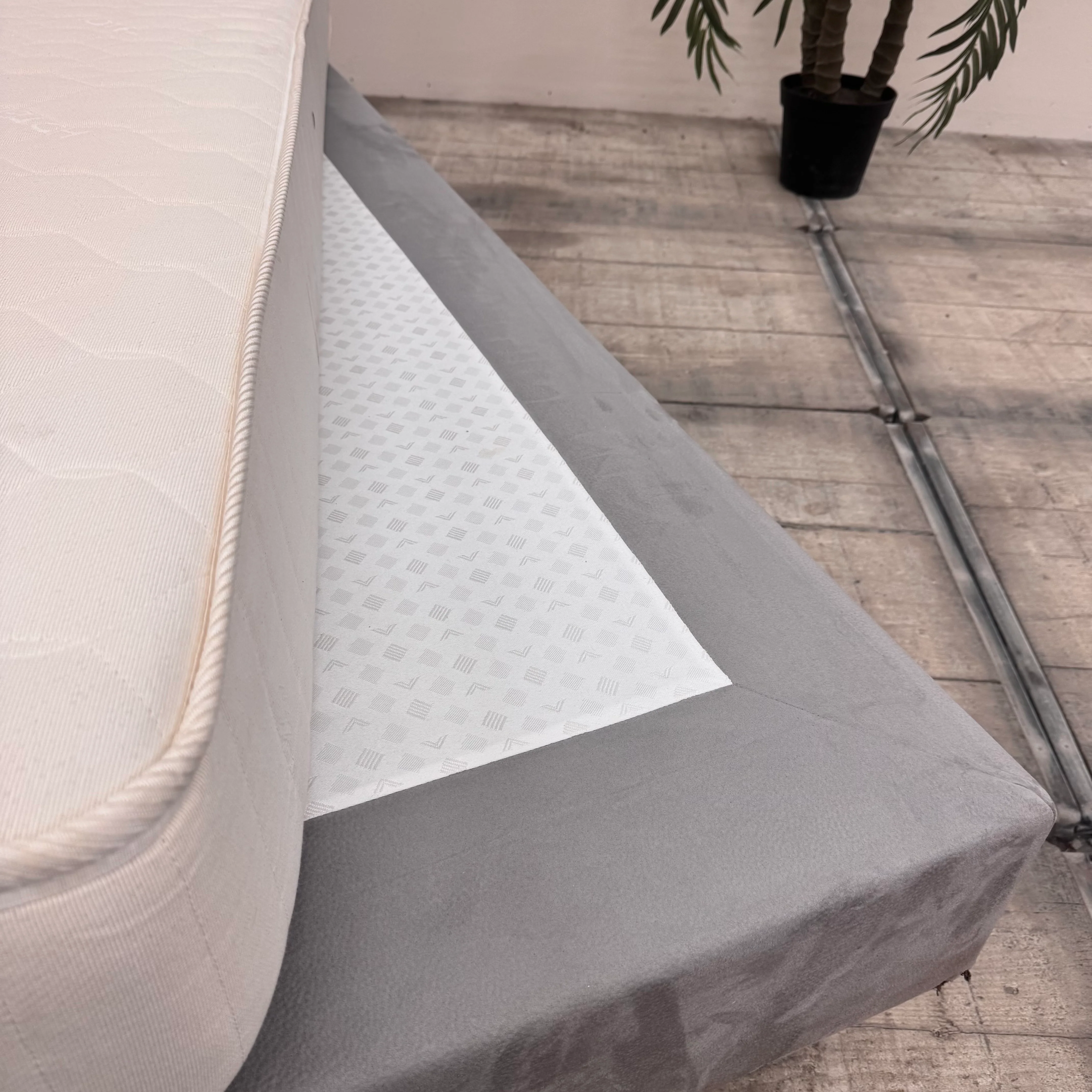 Boxspringbett Grau 90x200 inkl Matratze Wildlederoptik Einzelbett Bett gebraucht - Image 6