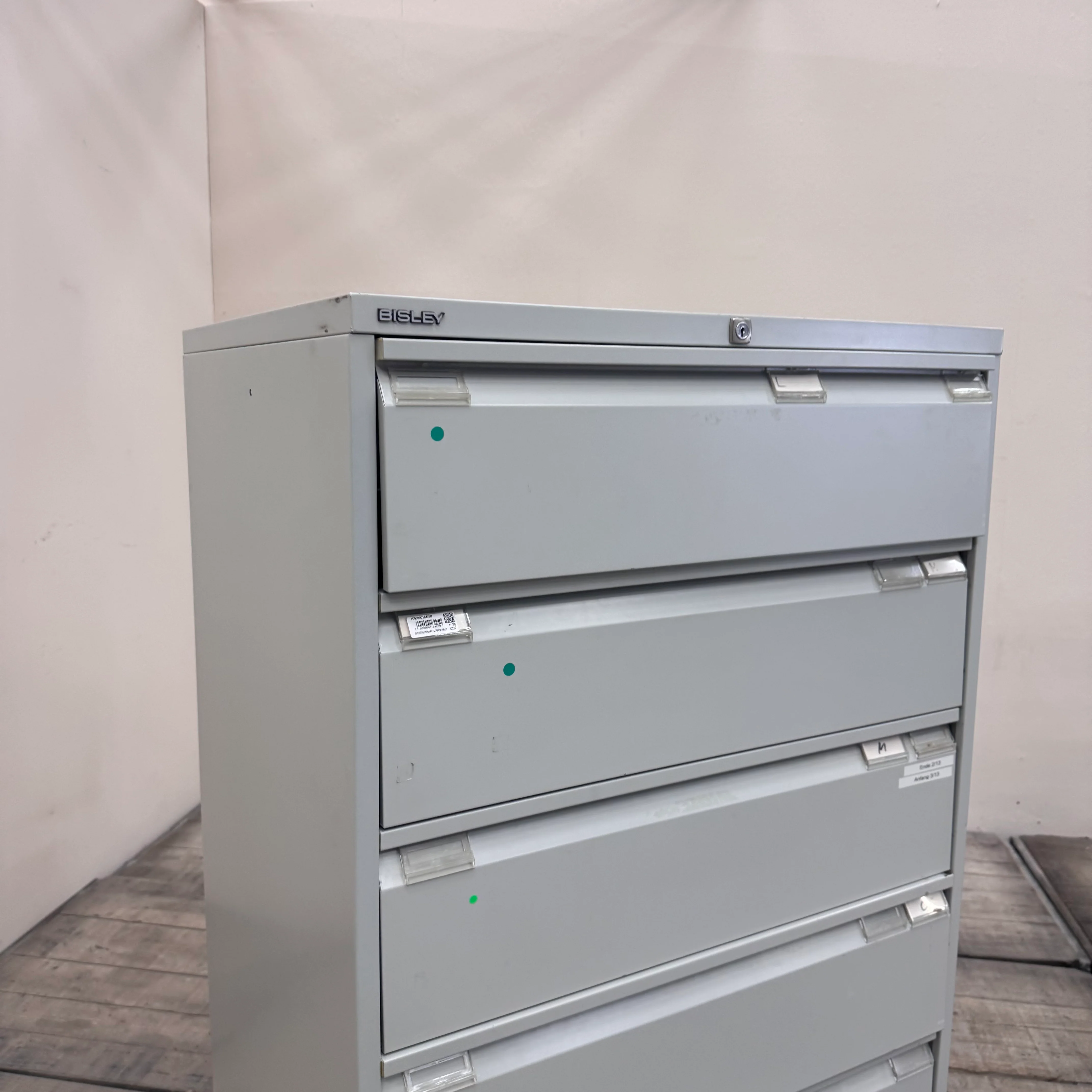 Bisley Karteischrank Silbern Metallschrank Büro Schrank 6 Schubladen Gebraucht - Image 3