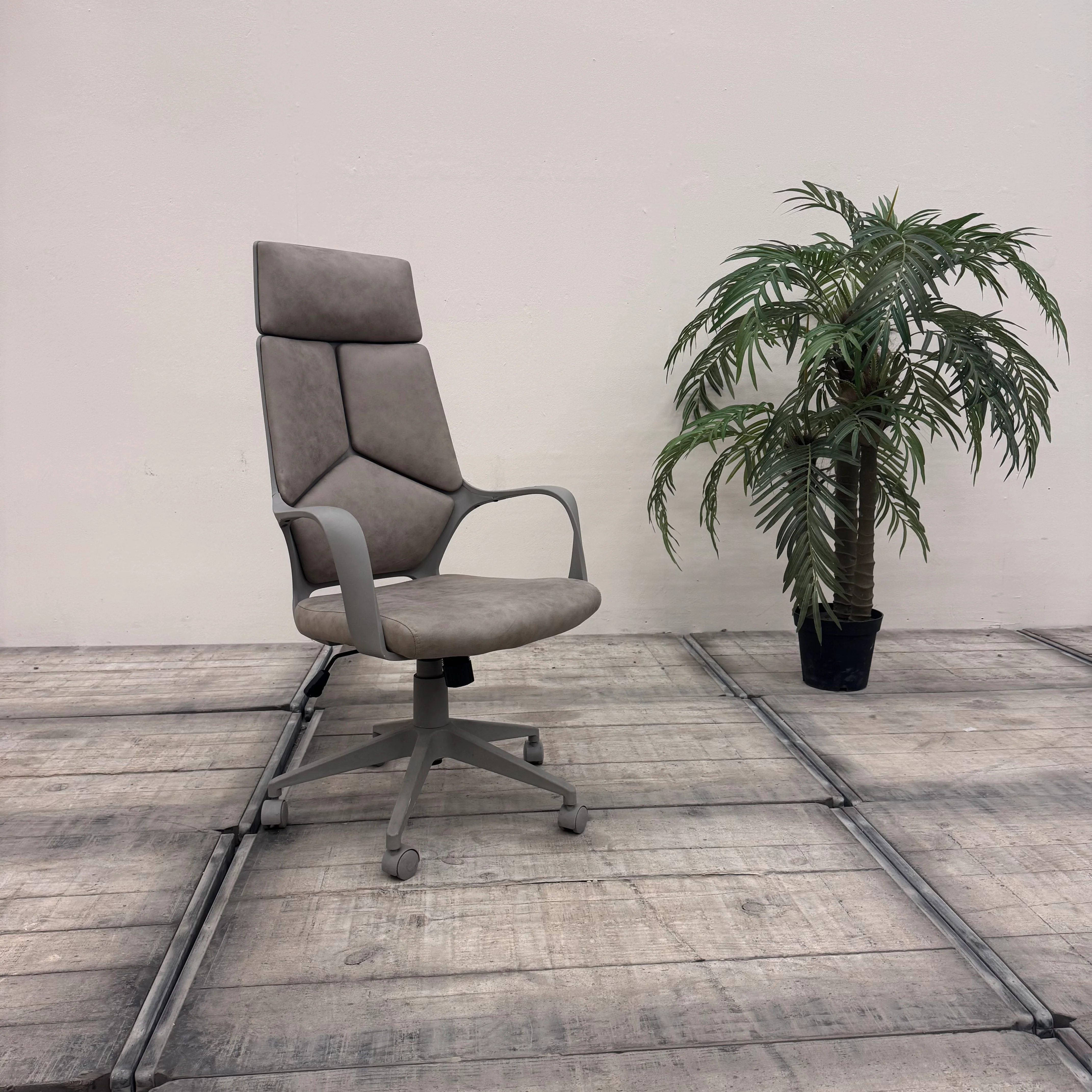 Bürodrehstuhl Grau Leder Büro Stuhl Gebraucht - Image 3