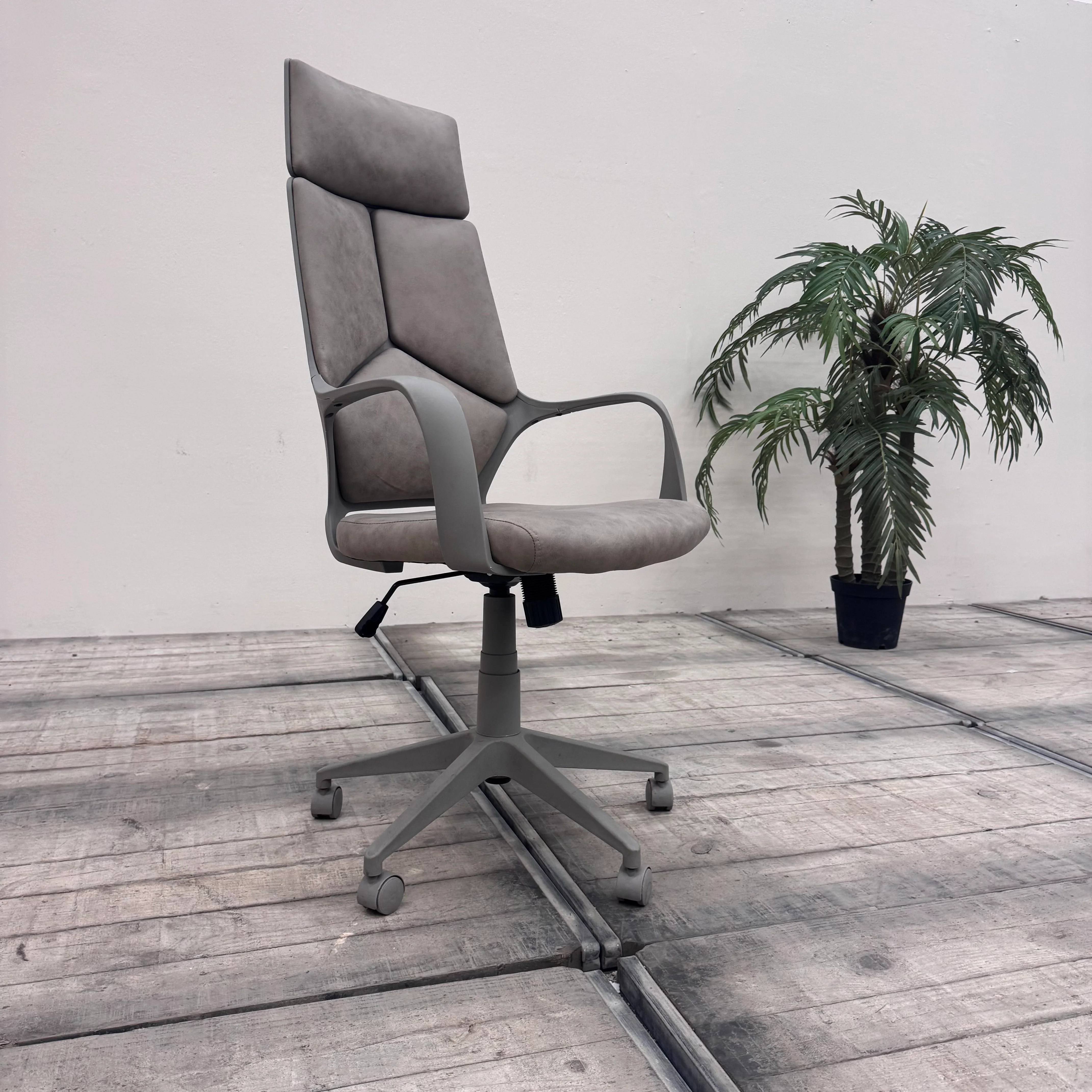 Bürodrehstuhl Grau Leder Büro Stuhl Gebraucht - Image 4