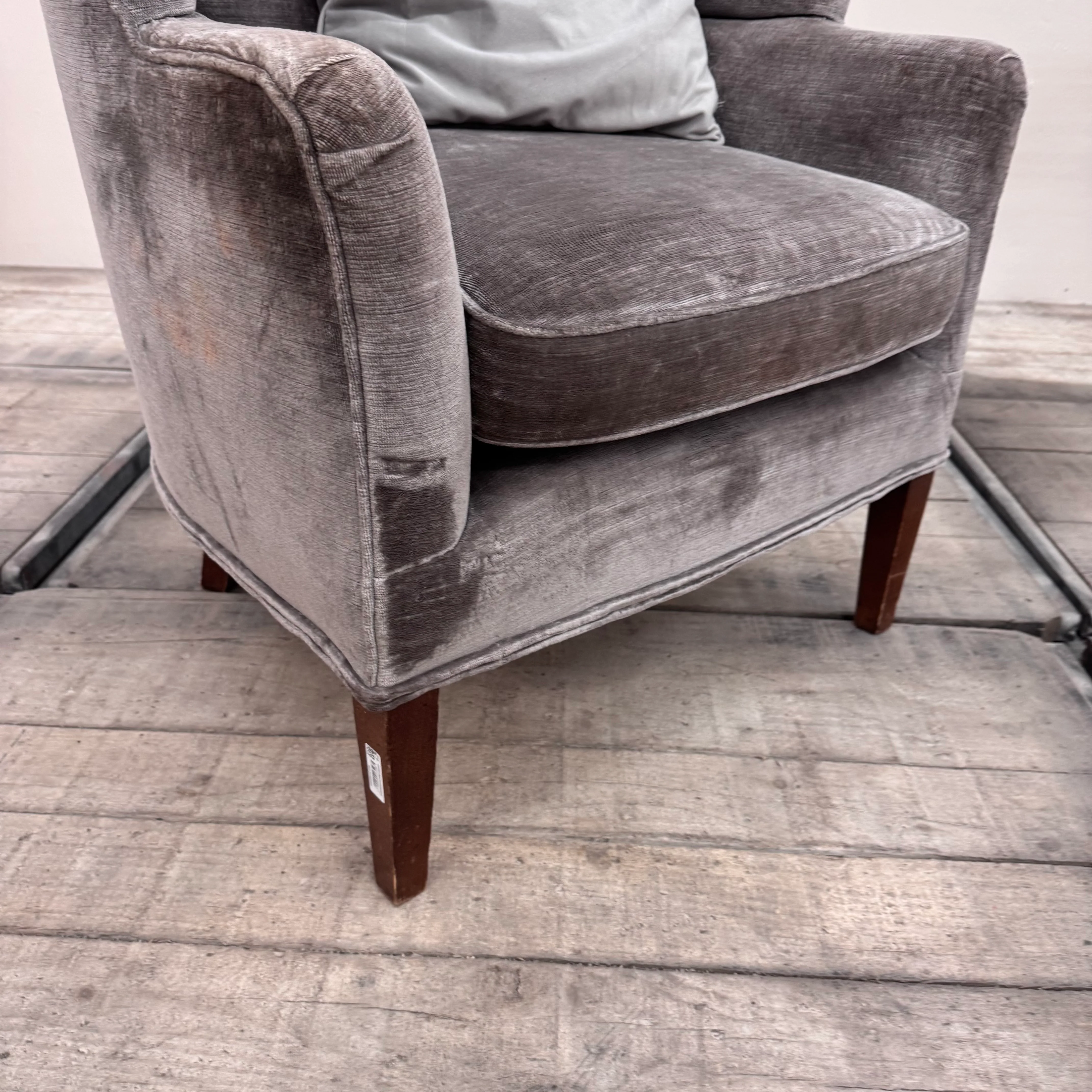 Eleganter Ohrensessel in Samt-Optik grau Sessel 5-Sterne Schlosshotel - Image 4