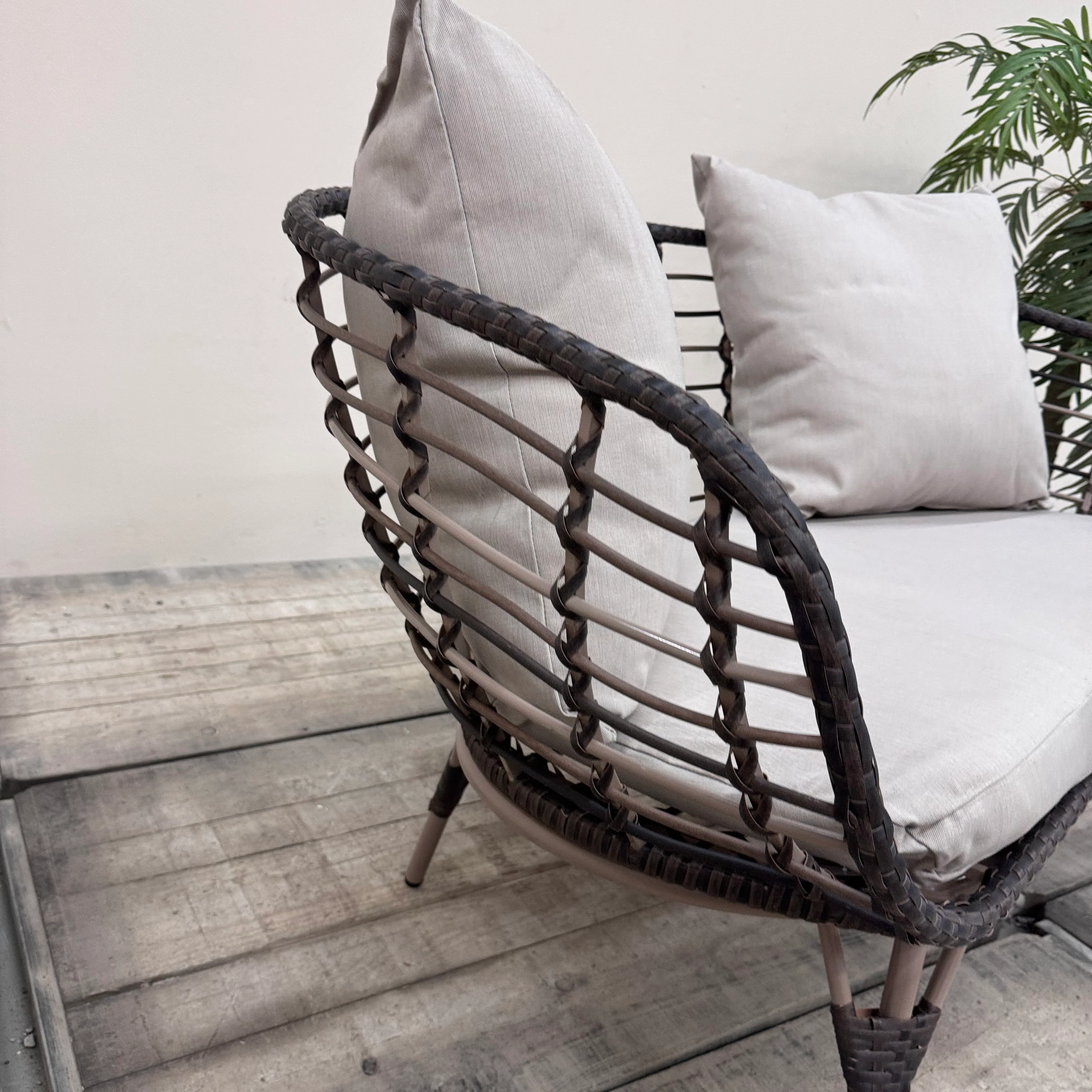 Outdoor Sofa Grau Rattan 2 Sitzer Gartensofa Couch - Image 3