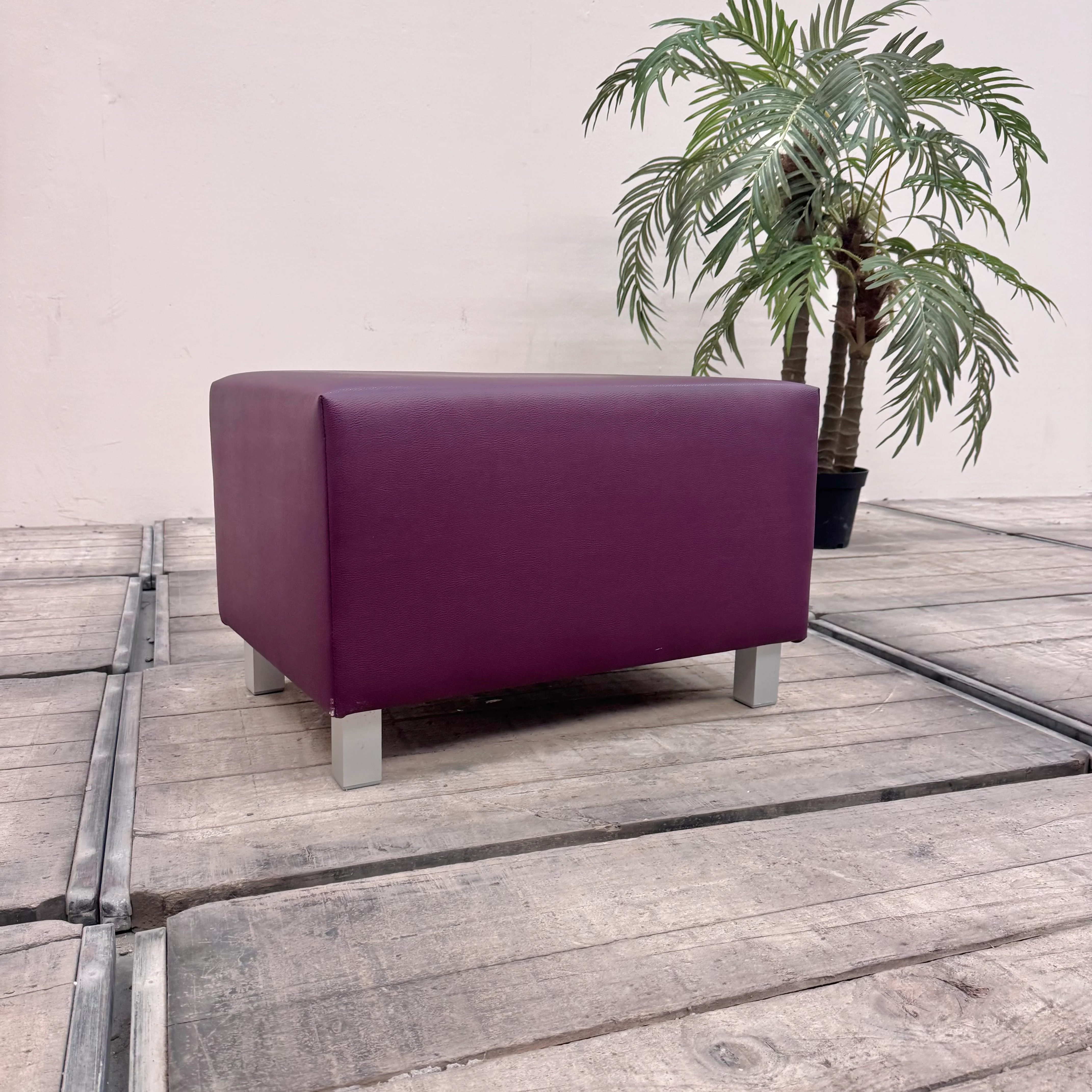 Sitzhocker Lila Kunstleder Fußhocker Gepolstert Gebraucht - Image 3