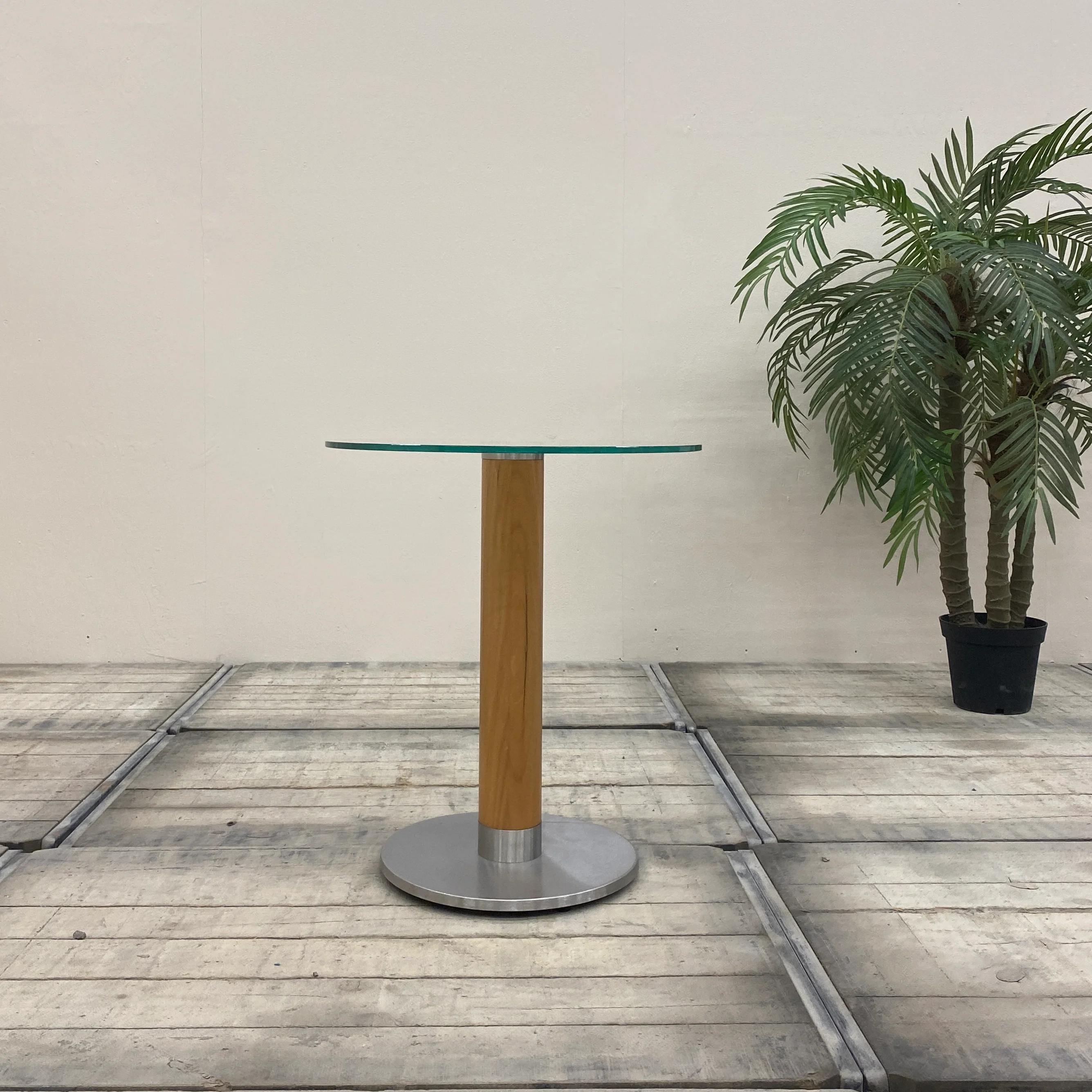 Beistelltisch Rund Holzsäule Glas Tisch Gebraucht - Image 8