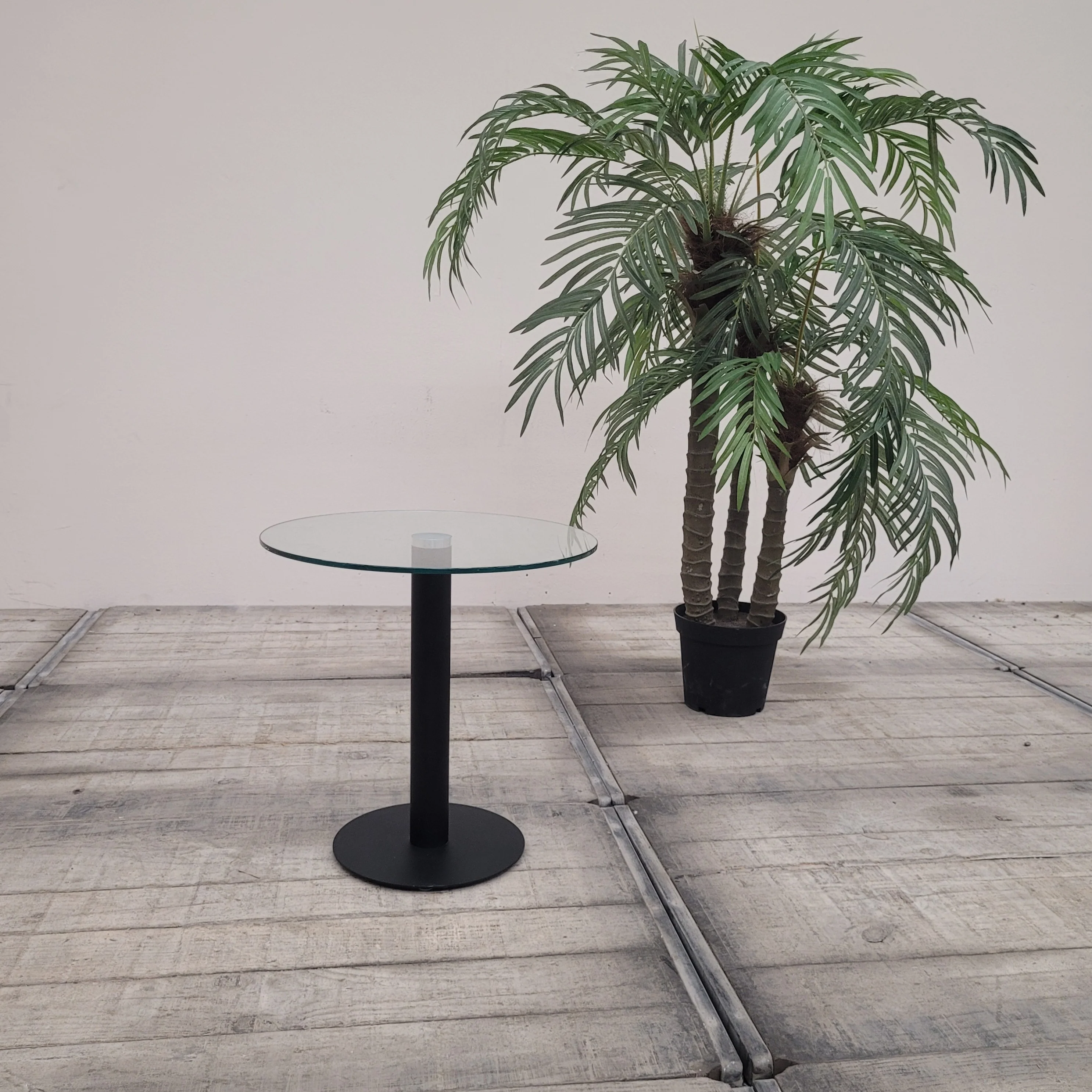 Bistrotisch Rund Glas Tisch Schwarz 50cm Modern Beistelltisch Gebraucht