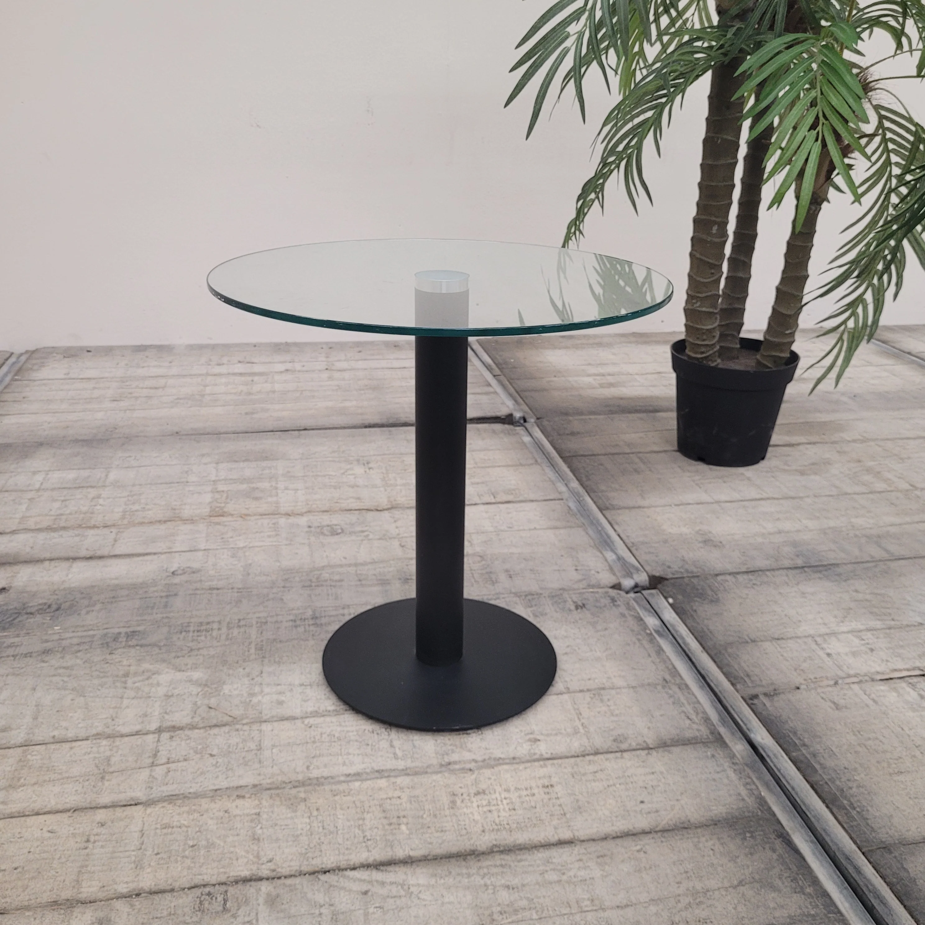 Bistrotisch Rund Glas Tisch Schwarz 50cm Modern Beistelltisch Gebraucht - Image 2