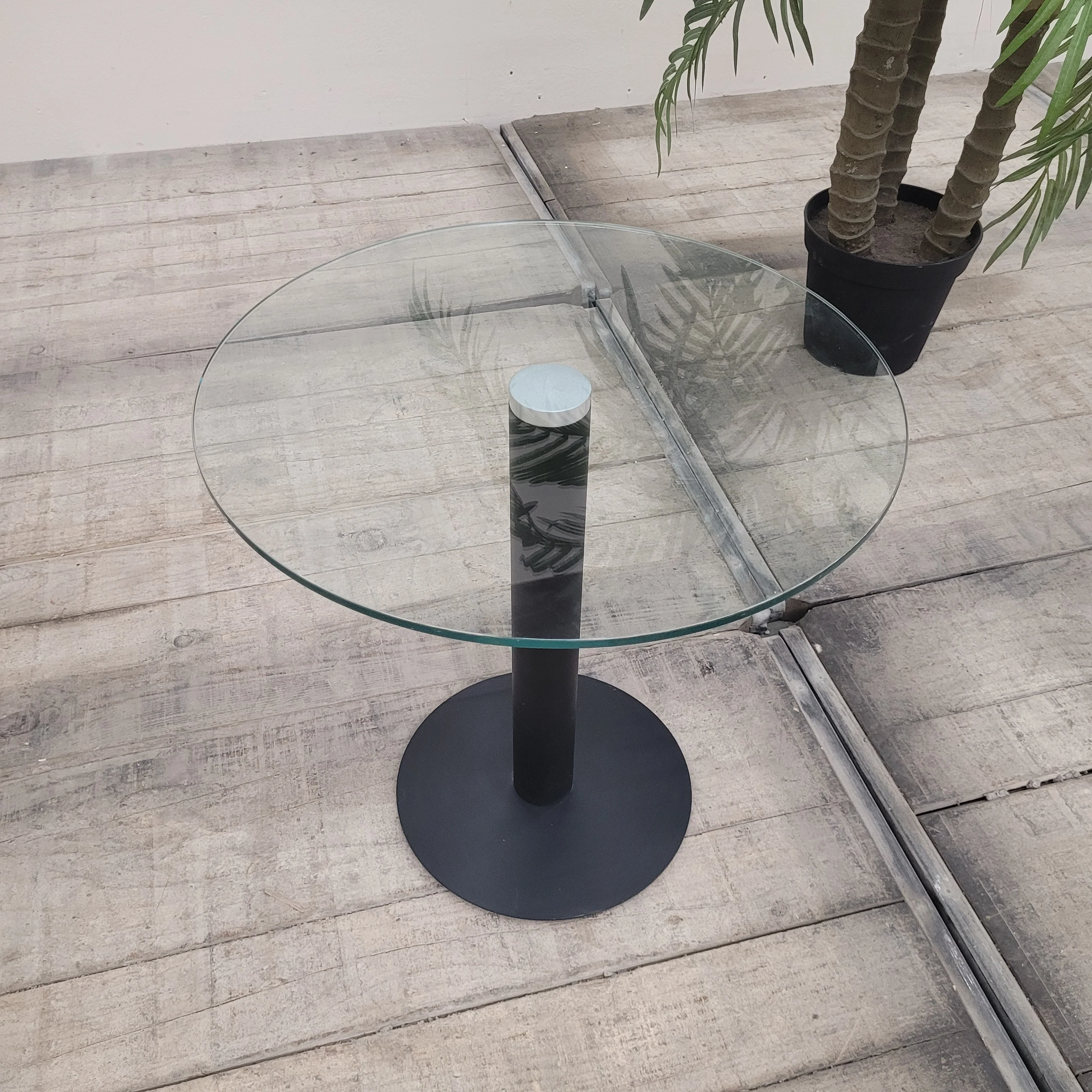 Bistrotisch Rund Glas Tisch Schwarz 50cm Modern Beistelltisch Gebraucht - Image 3