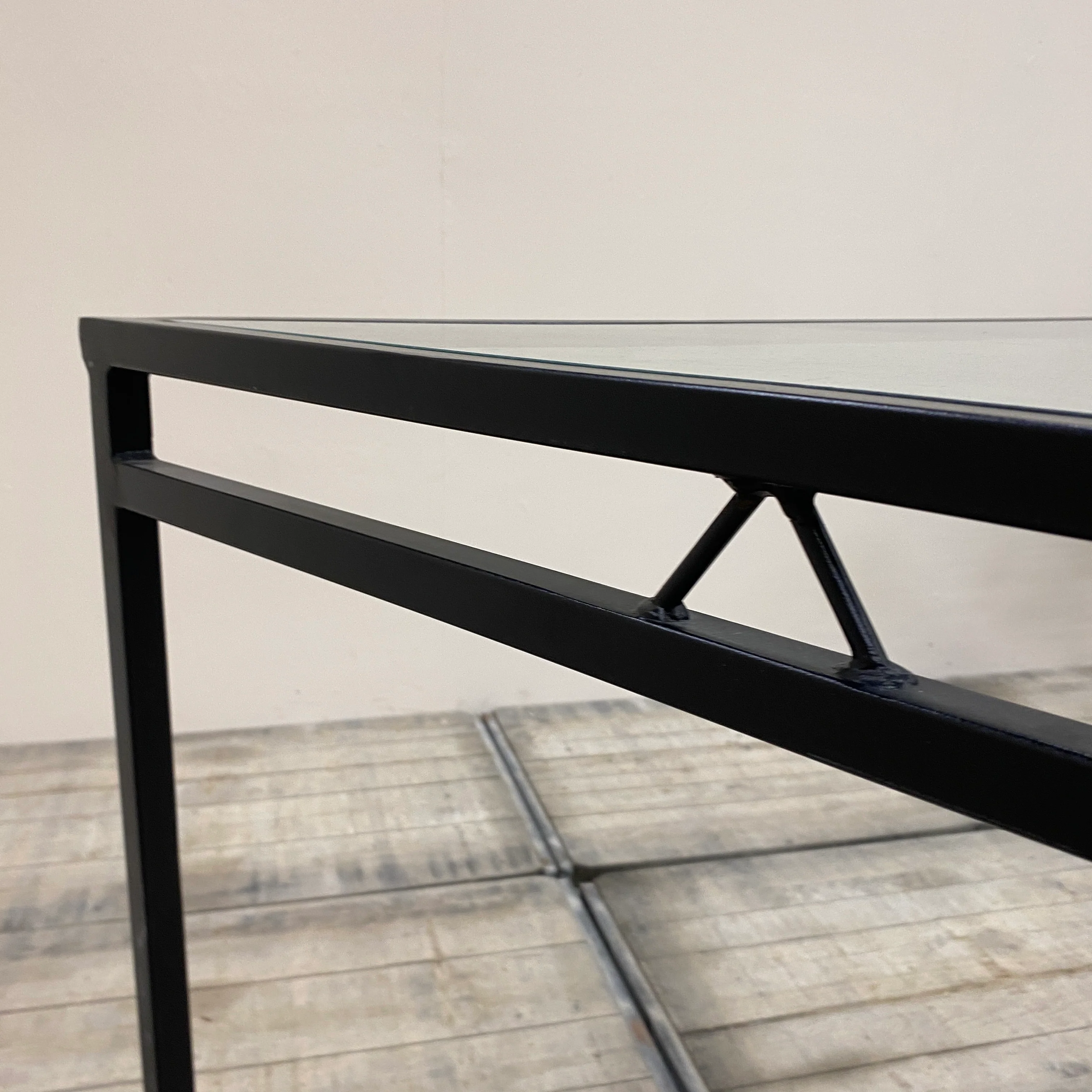 Tisch schwarz Glas Eisen 180x90 Geschwungen Gebraucht - Image 6