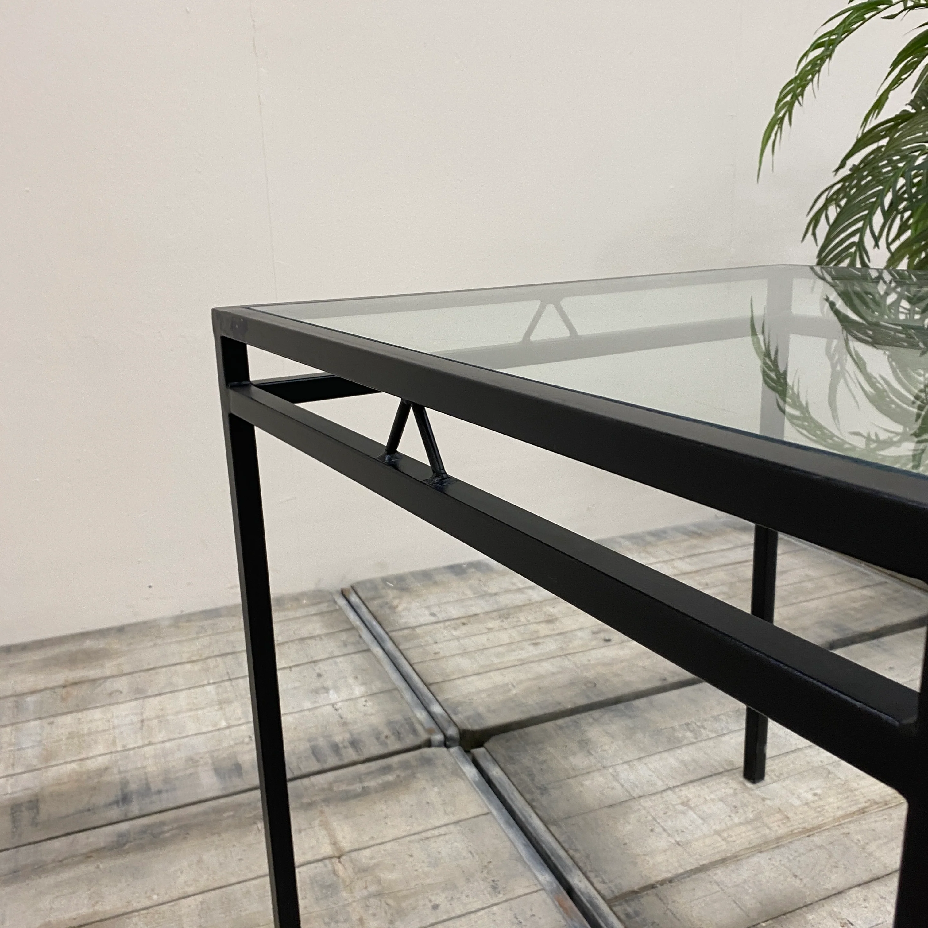 Stehtisch schwarz Glas Eisen Tisch 90x90 eckig Gebraucht - Image 4