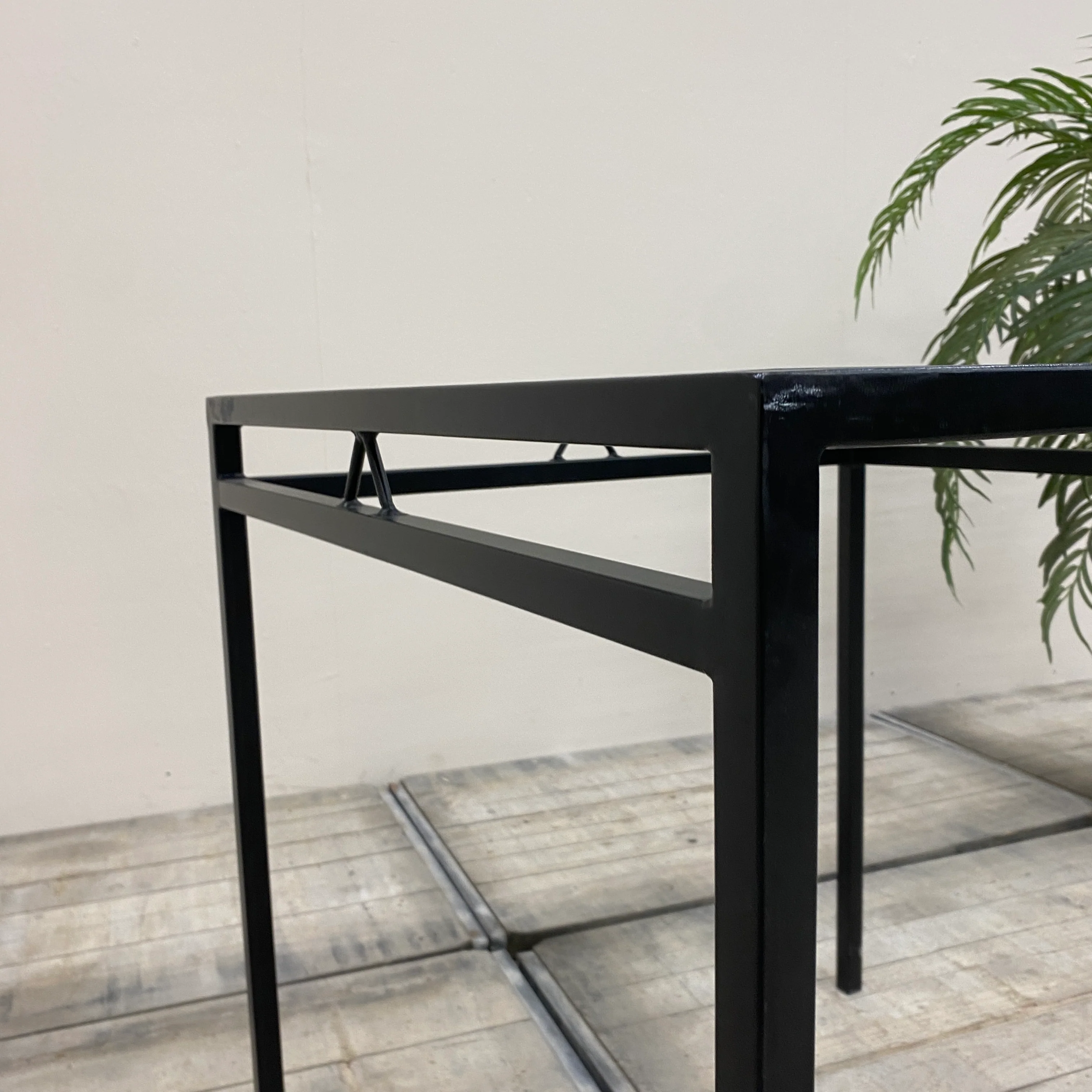 Stehtisch schwarz Glas Eisen Tisch 90x90 eckig Gebraucht - Image 5