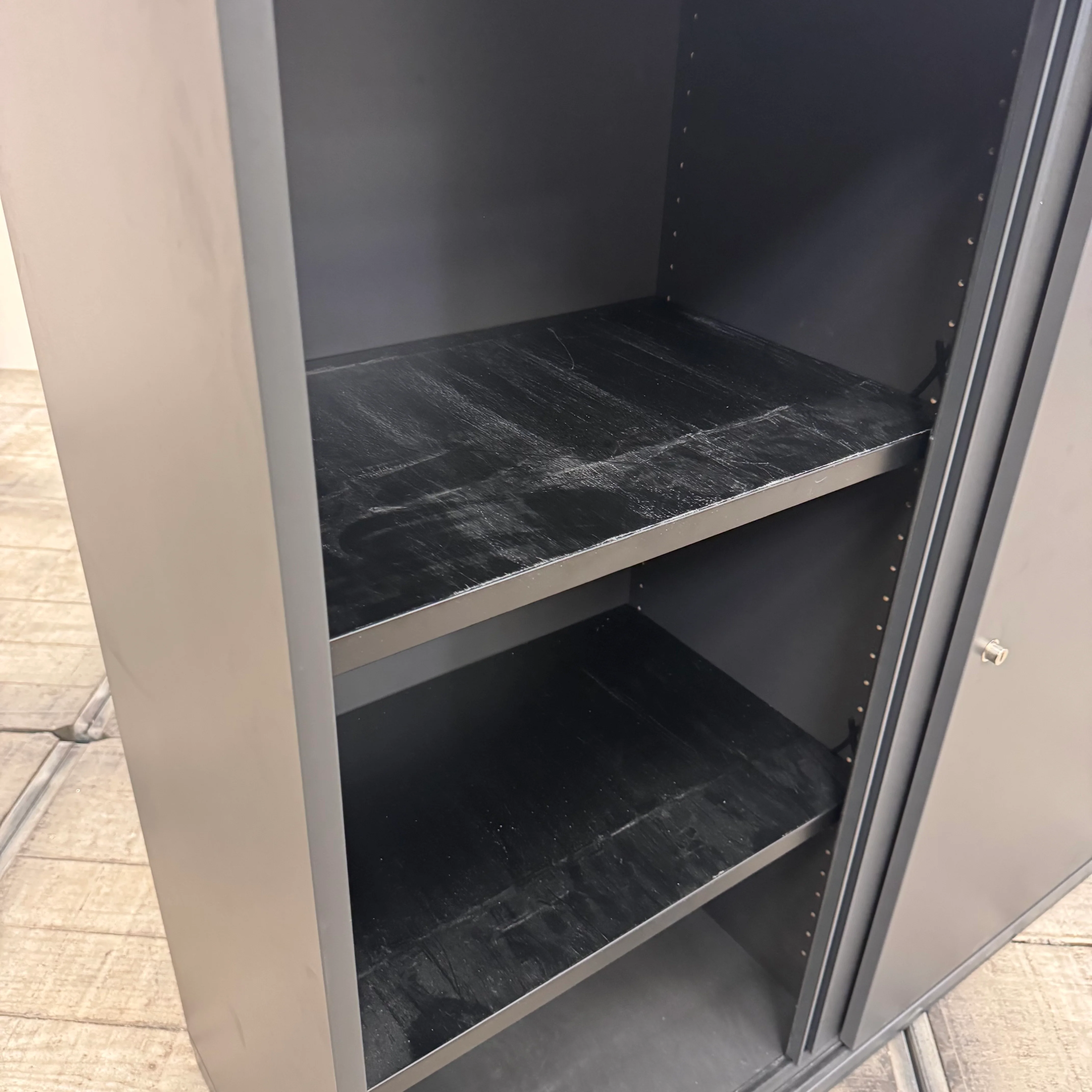 Planmöbel Highboard 120cm 3OH Anthrazit Büro Schrank gebraucht - Image 4