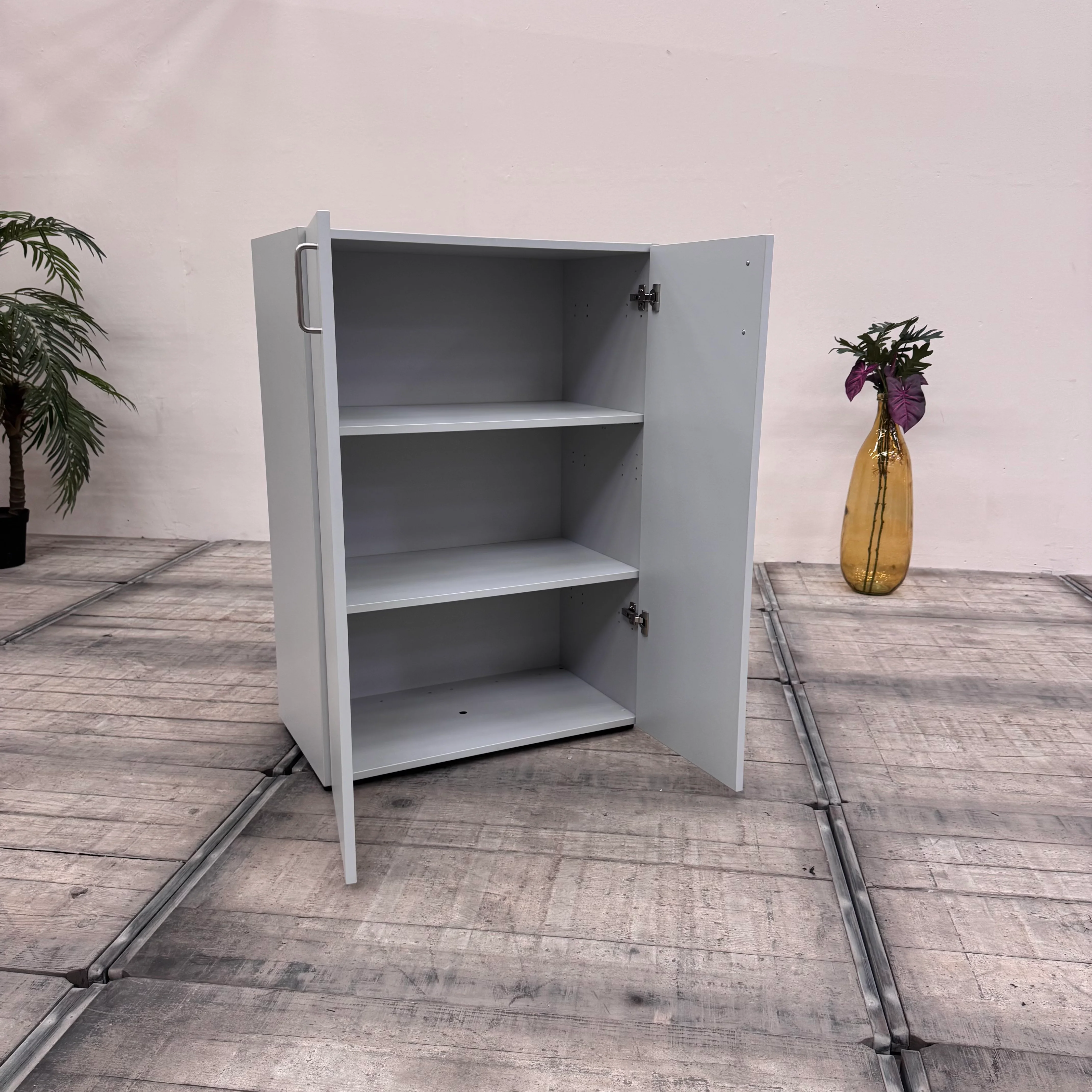 Planmöbel Highboard 80cm 3OH Lichtgrau Büro Schrank gebraucht - Image 5