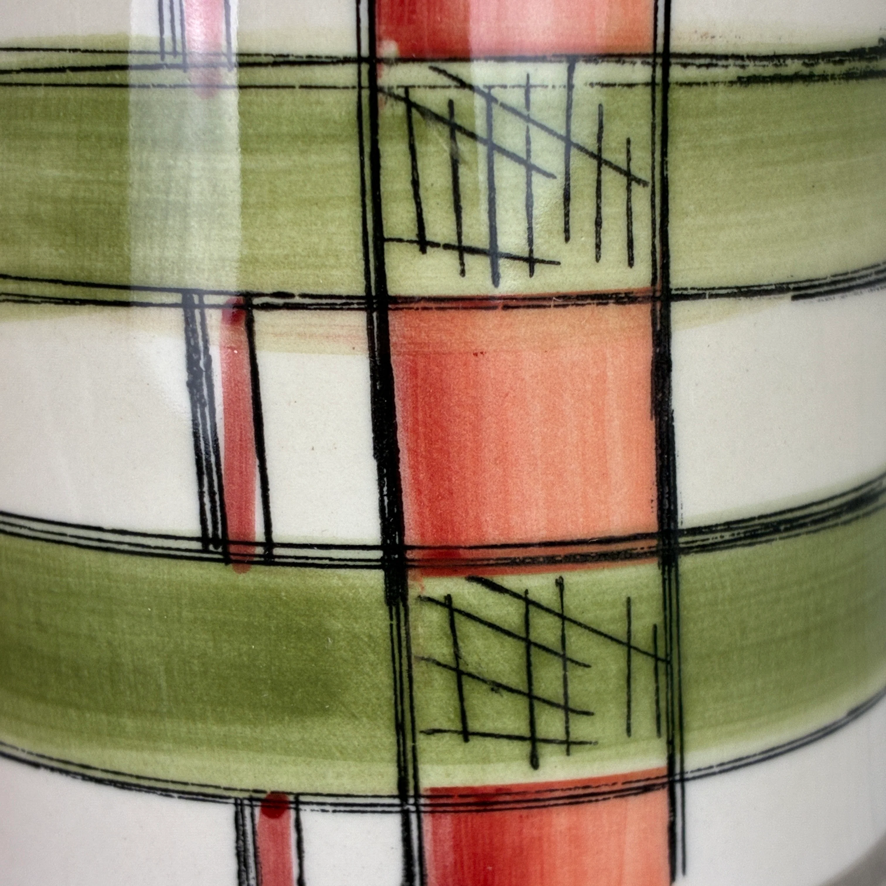 Jet By Ter Steege Becher Seasons Tasse Keramik Grün Orange Kariert Neu - Image 5