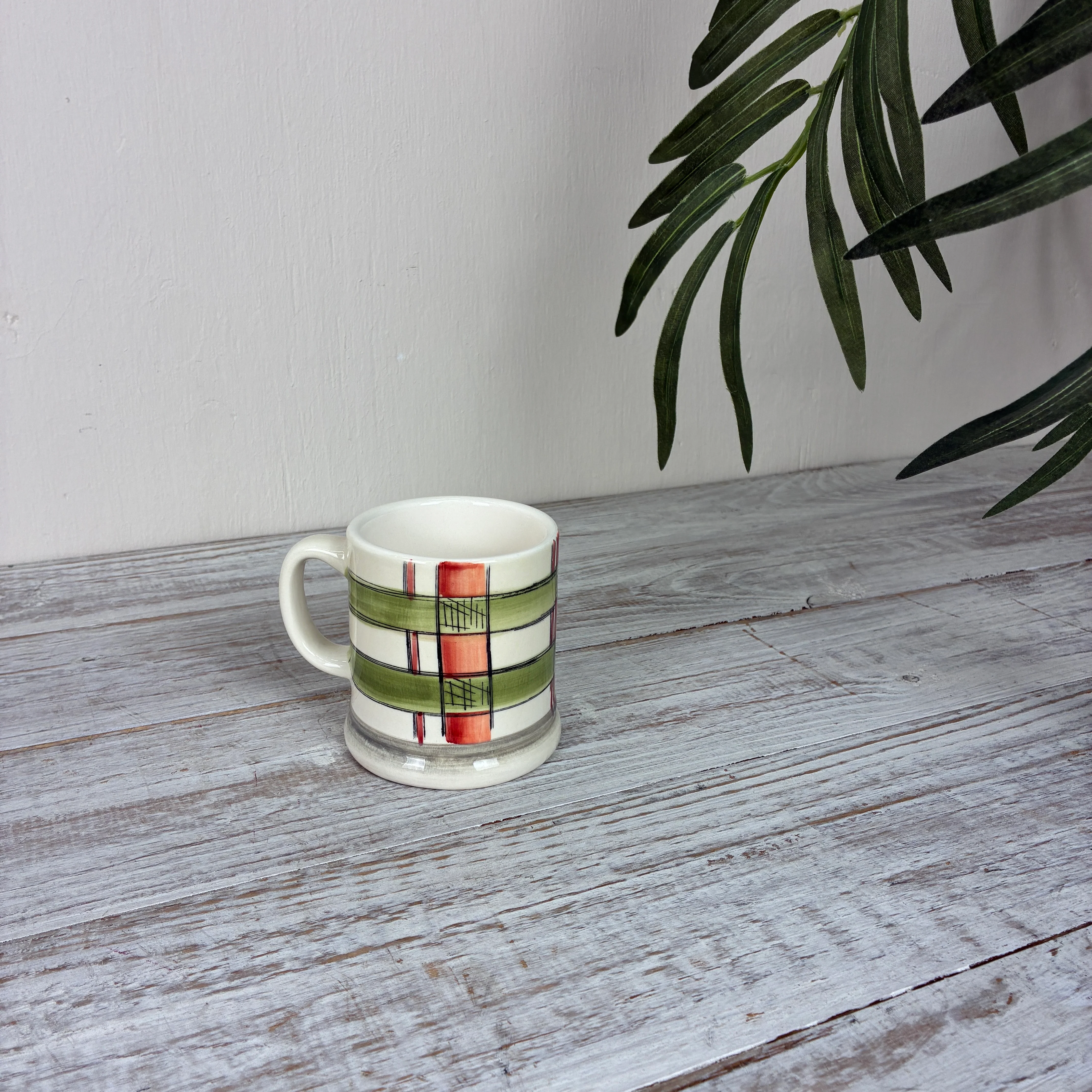 Jet By Ter Steege Becher Seasons Tasse Keramik Grün Orange Kariert Neu - Image 7