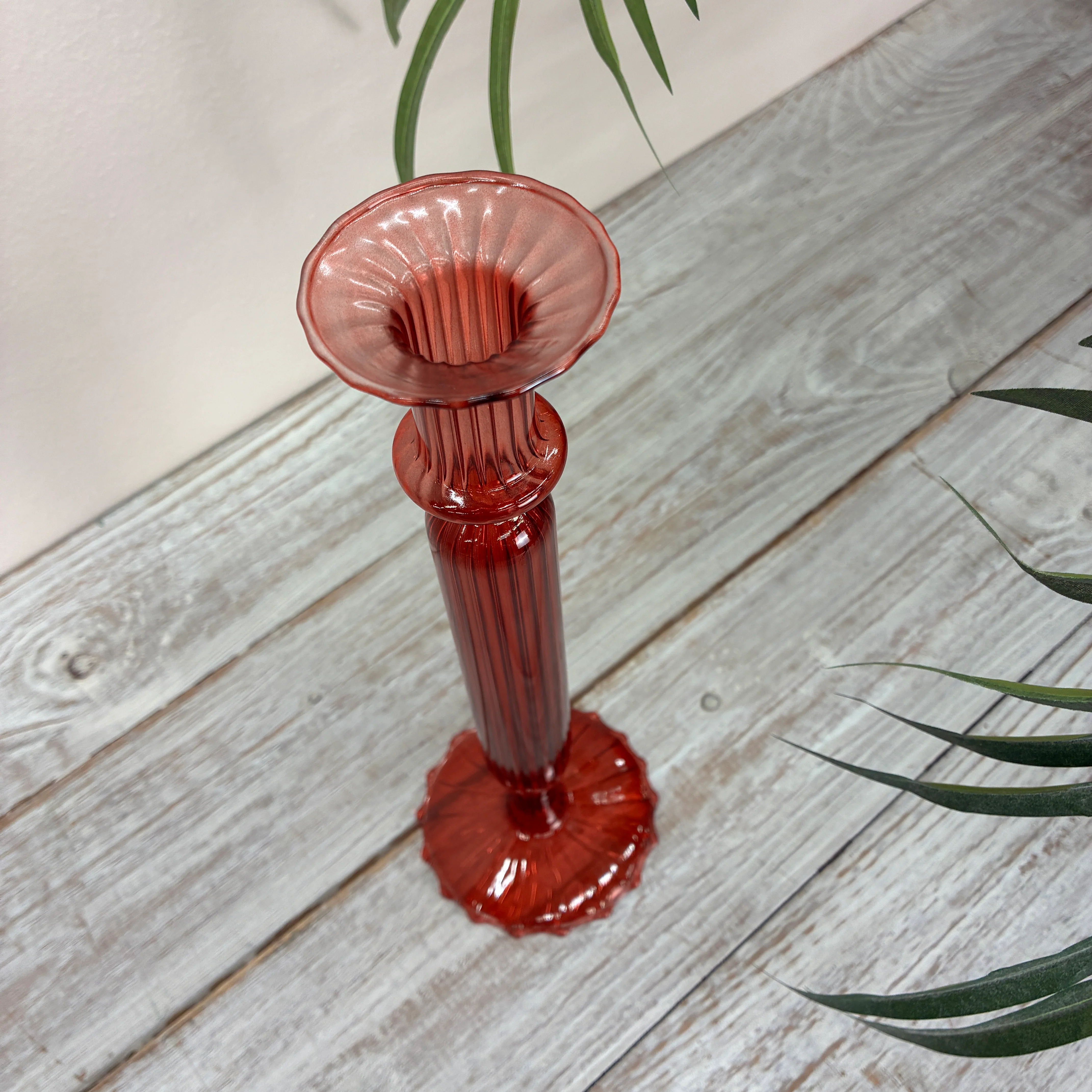 Kerzenständer rot Glas Ständer Deko Kerzenhalter 29cm - Image 3
