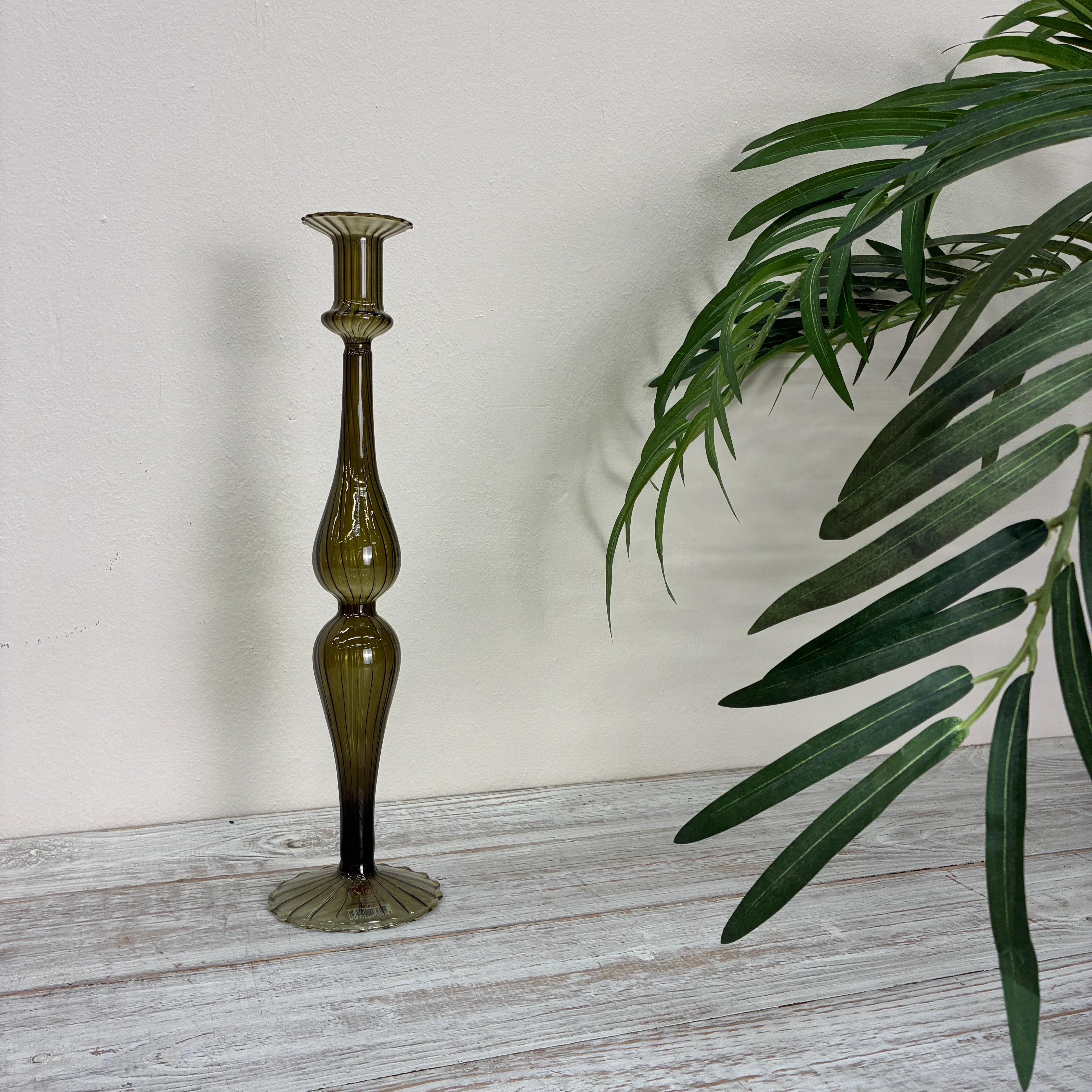 Kerzenständer Dunkelgrün Glas Ständer Curvy Deko Kerzenhalter 35cm - Image 7