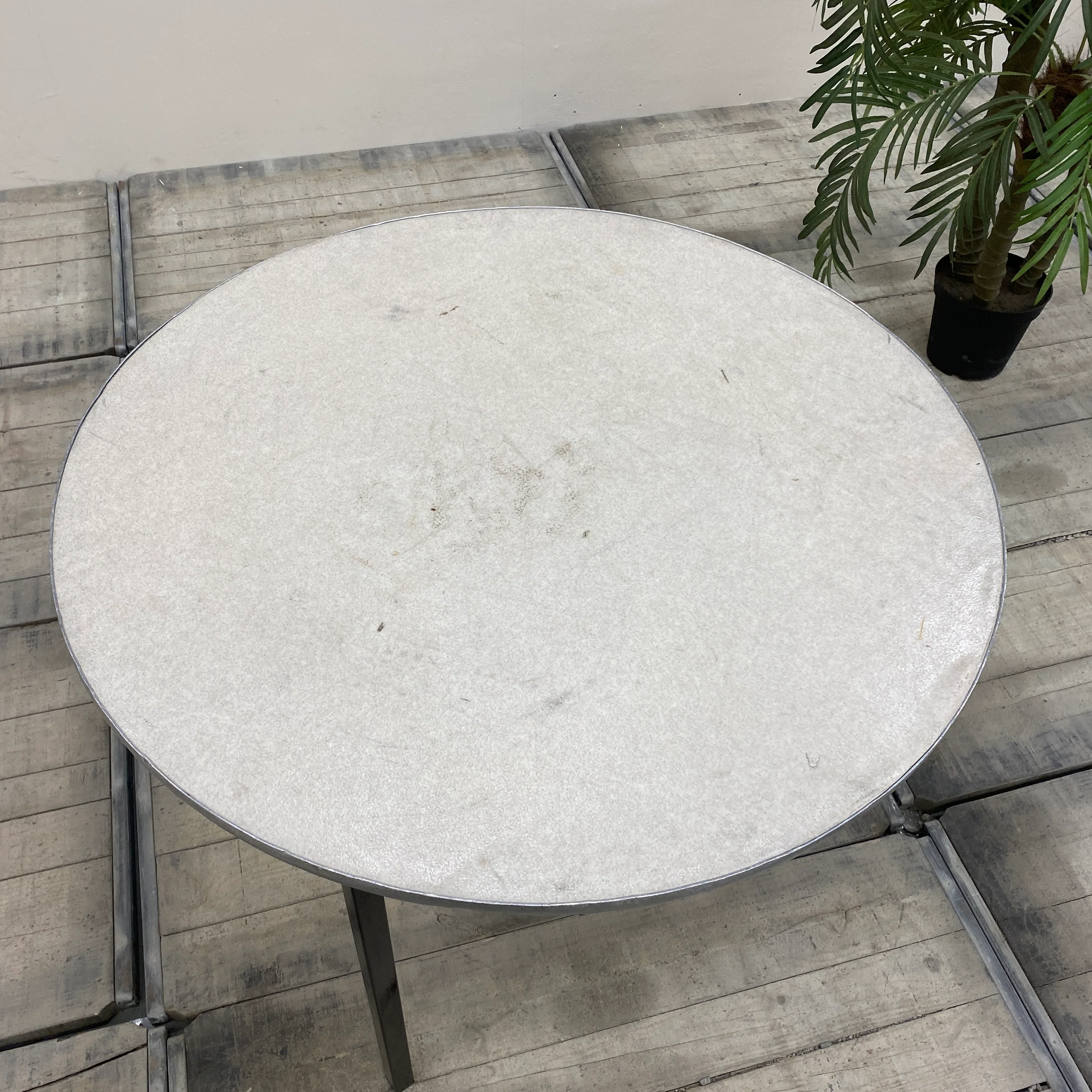 Klapptisch rund grau Holz Metall 100cm Tisch Gebraucht - Image 6