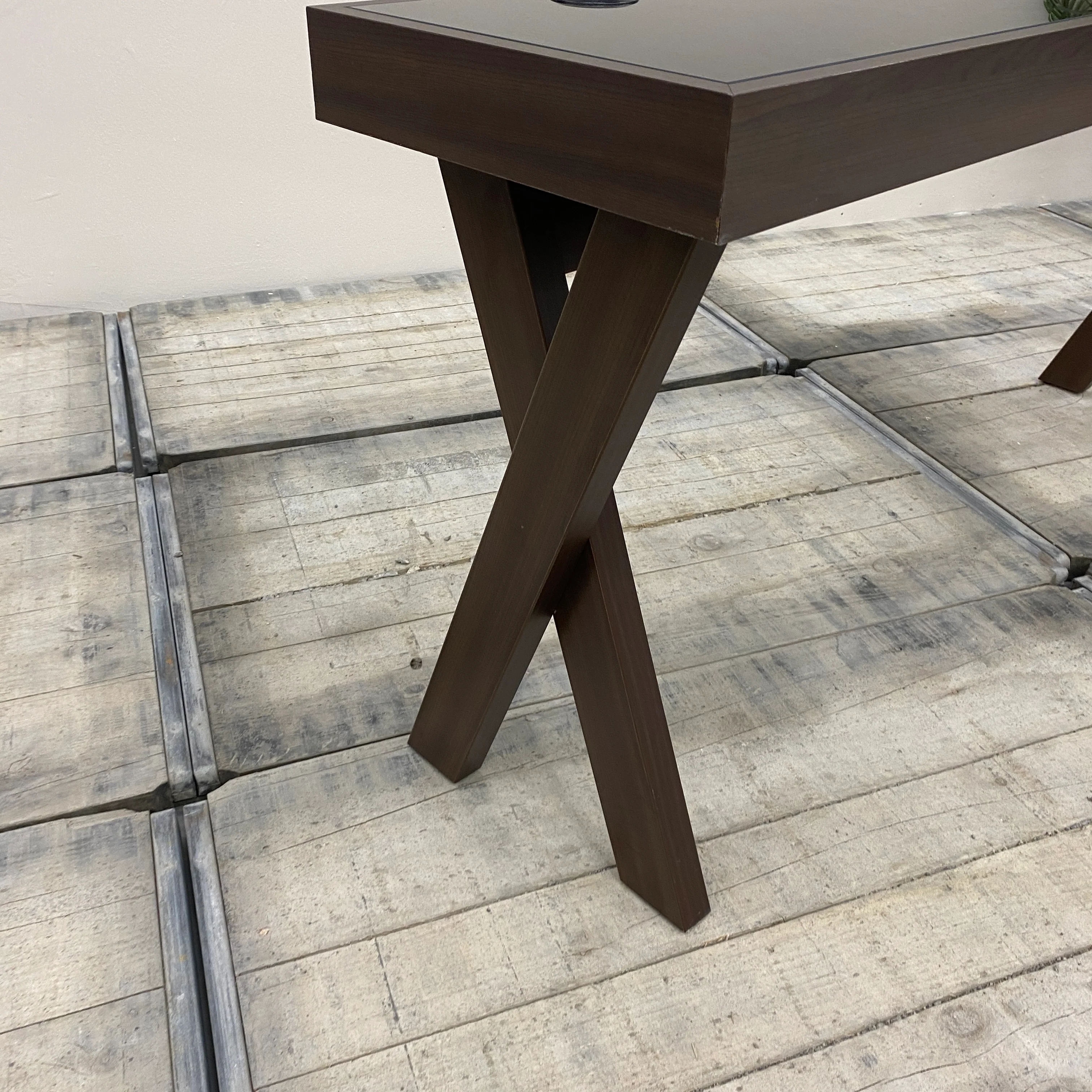 Konsolentisch Glas Schwarz Dunkelbraun Schreibtisch 160x40 Tisch Gebraucht - Image 3