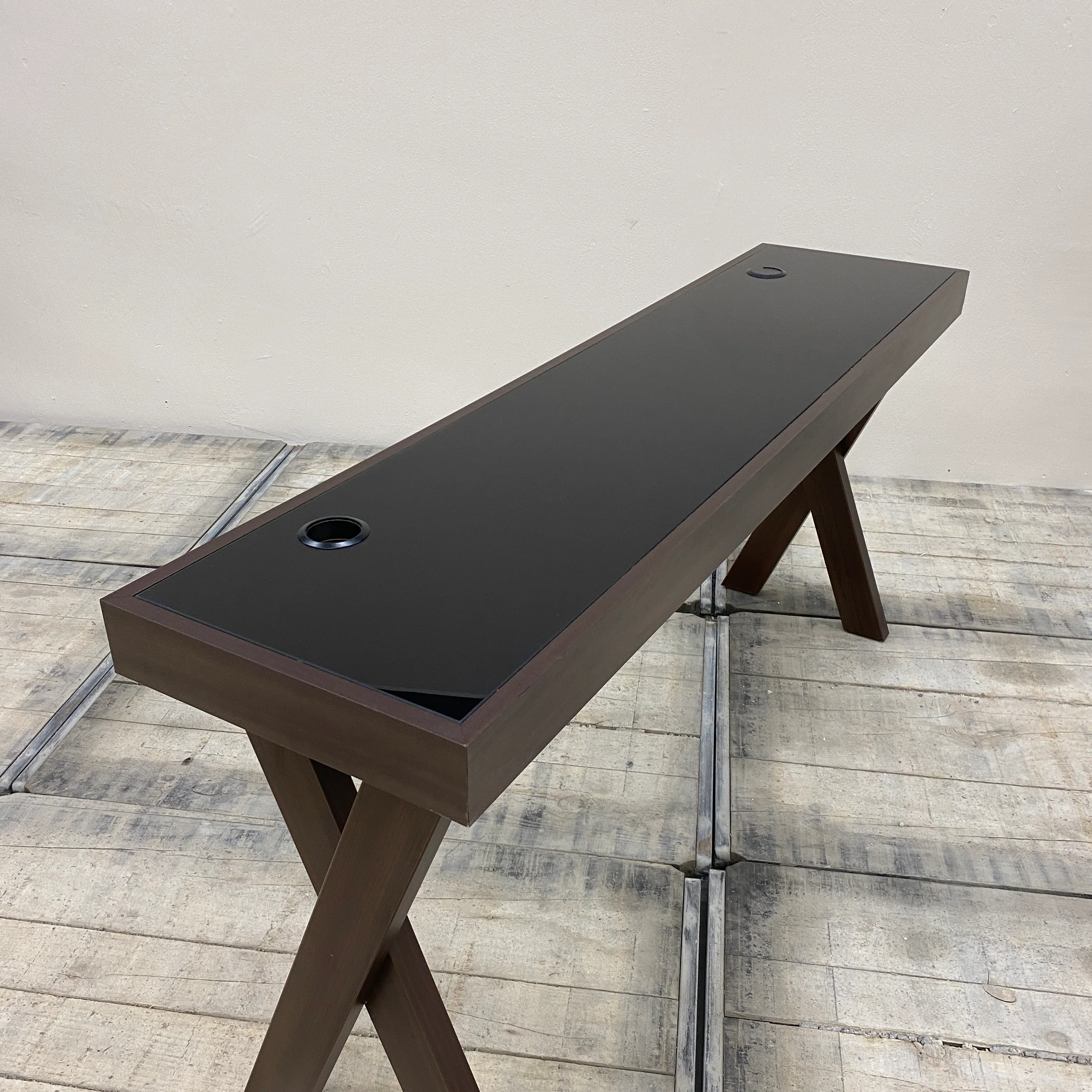 Konsolentisch Glas Schwarz Dunkelbraun Schreibtisch 160x40 Tisch Gebraucht - Image 8