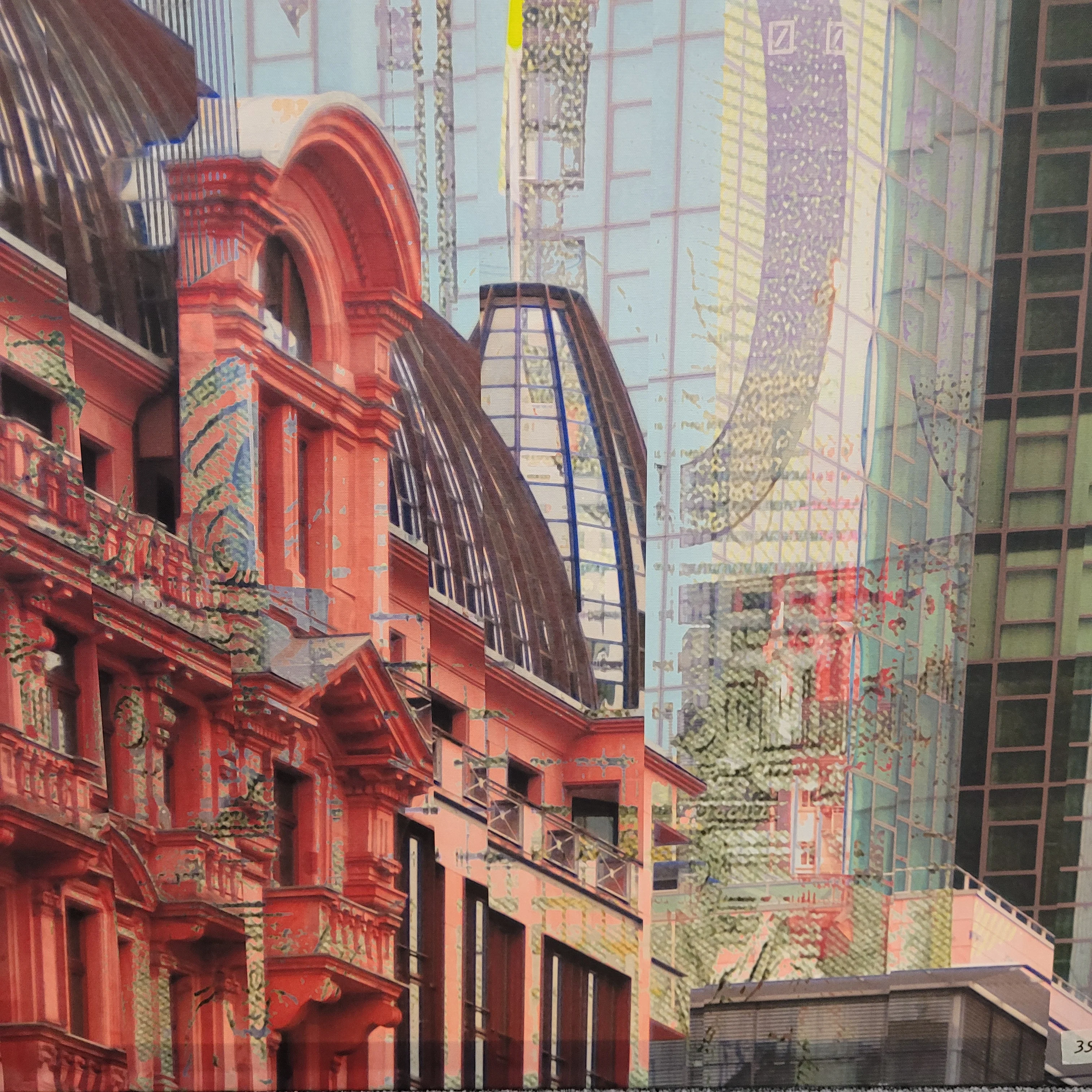 Wandbild Leinwand gebraucht blau rot Motiv Frankfurt HĂ€user Bild 90x90 - Image 3