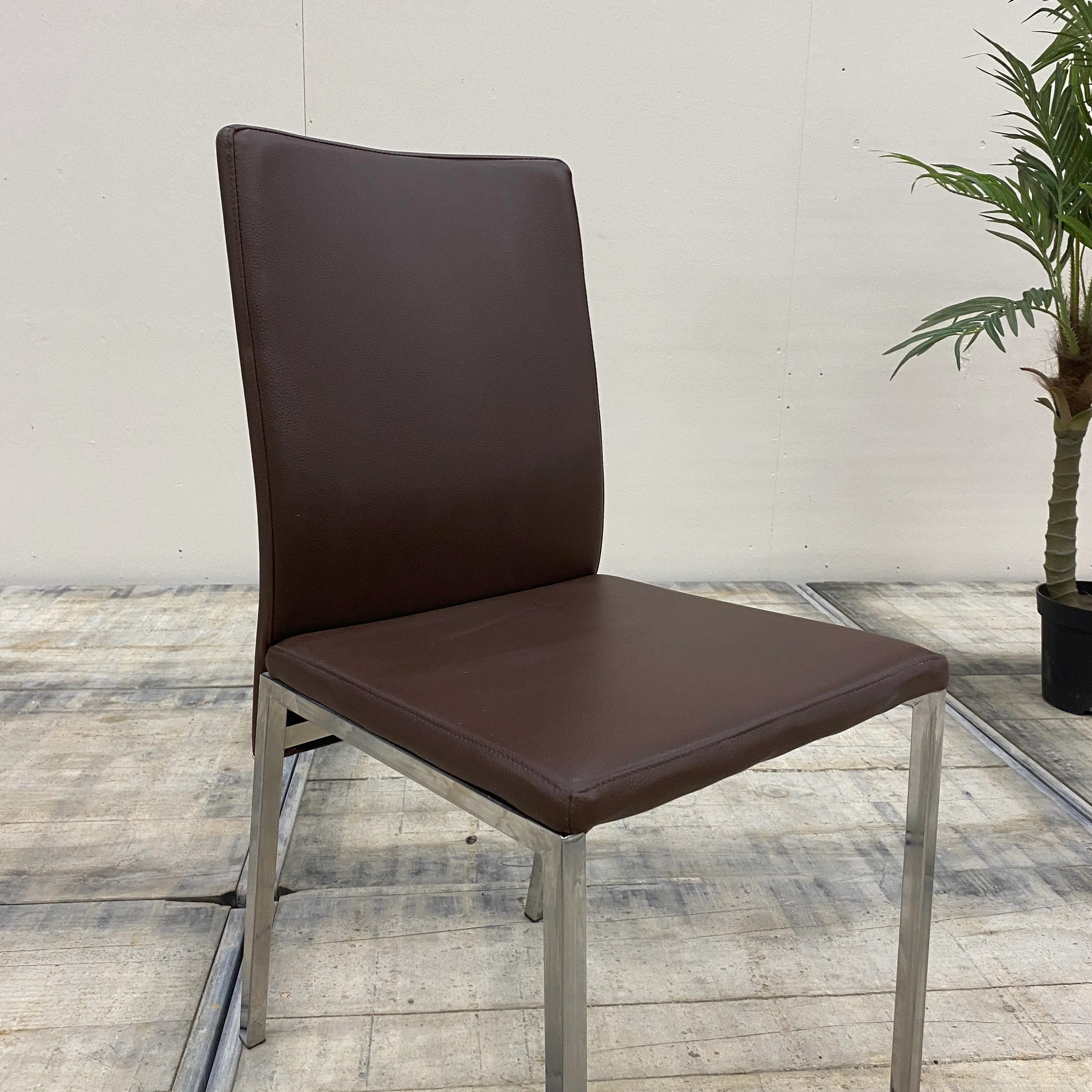 Esszimmerstuhl Braun Kunstleder Metall Stuhl gebraucht - Image 3