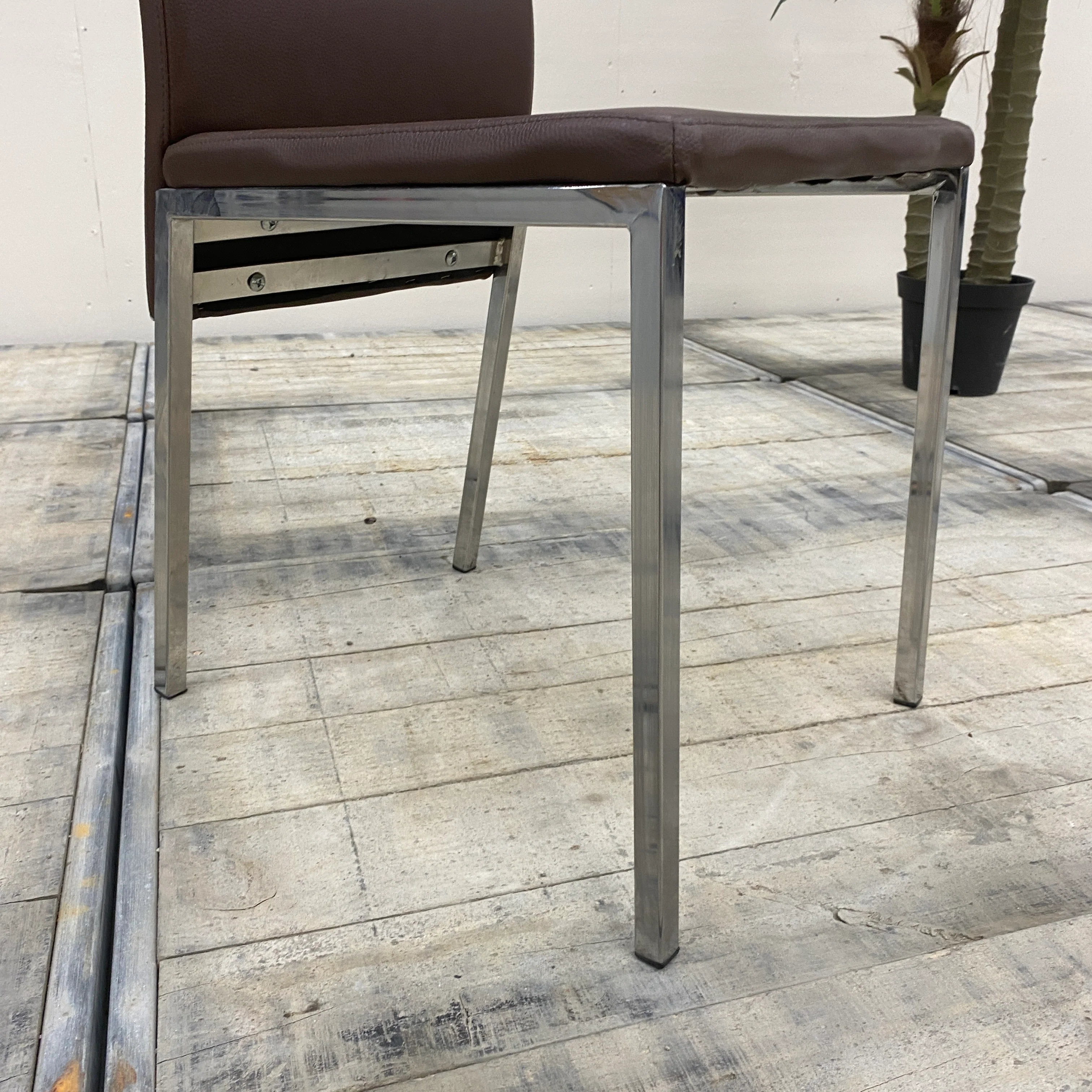 Esszimmerstuhl Braun Kunstleder Metall Stuhl gebraucht - Image 4