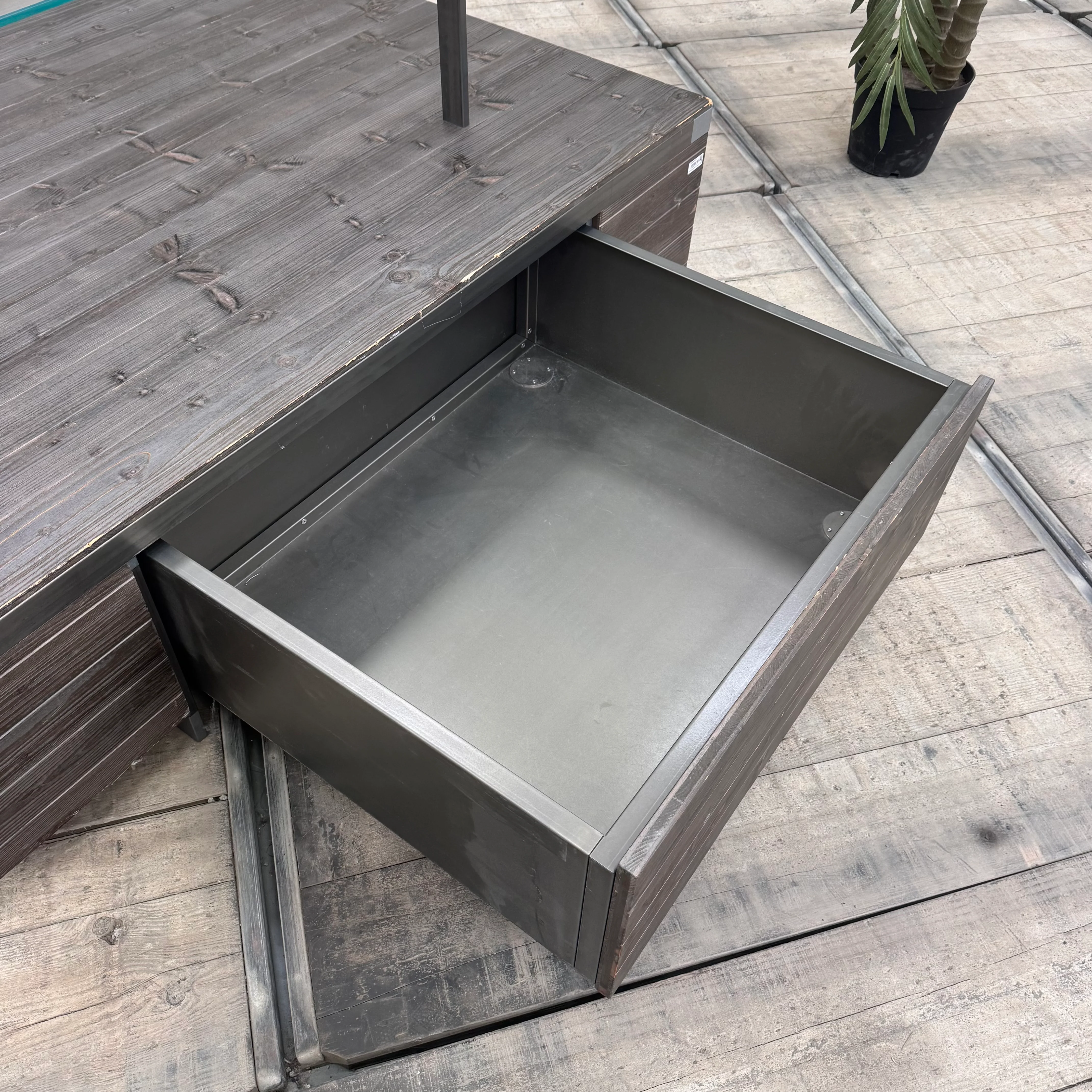 Ladentisch dunkelgrau Holz mit Schublade Warentisch mit Glas-Display – Gebraucht - Image 10