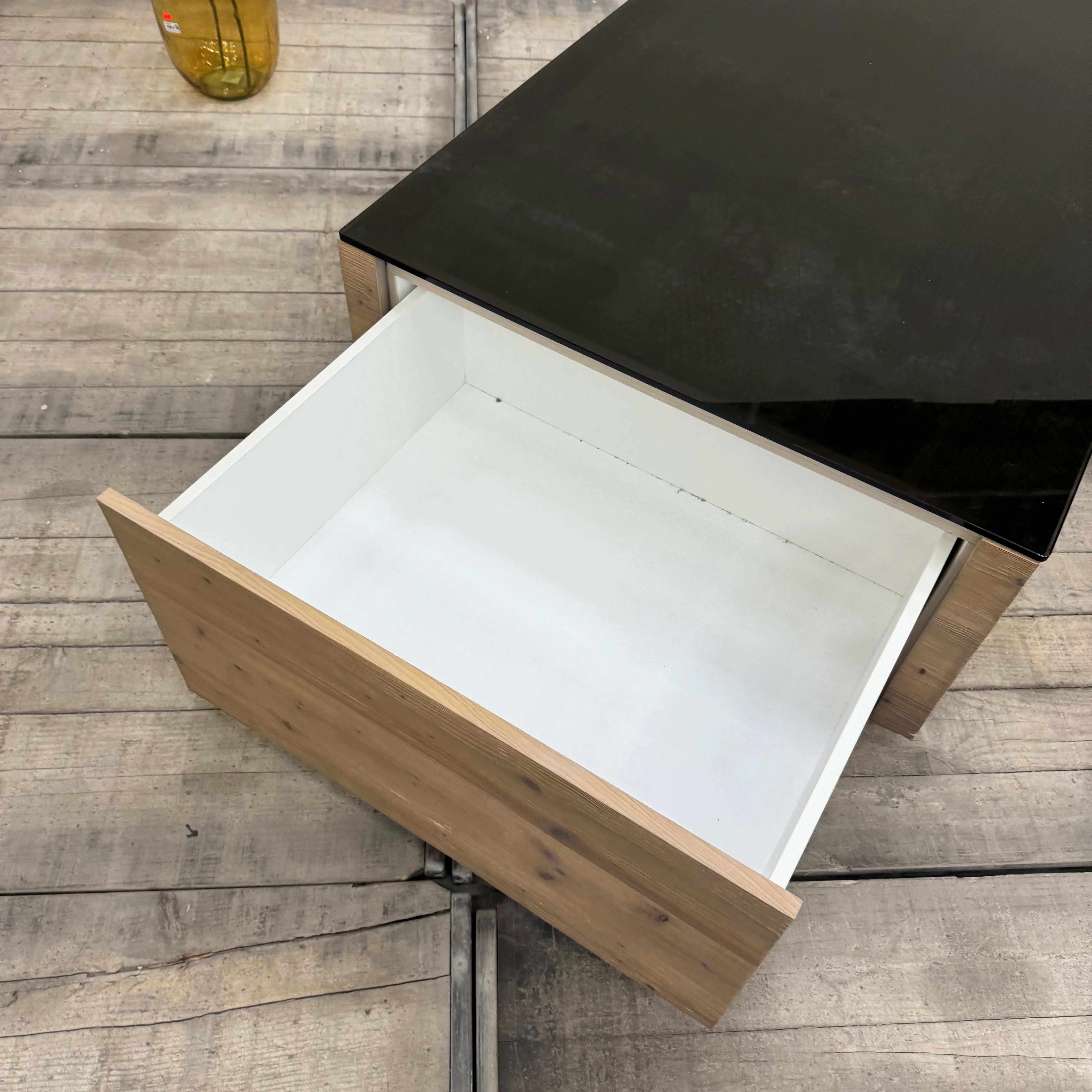 Design Couchtisch Holzoptik Glasplatte Schublade Tisch gebraucht - Image 5
