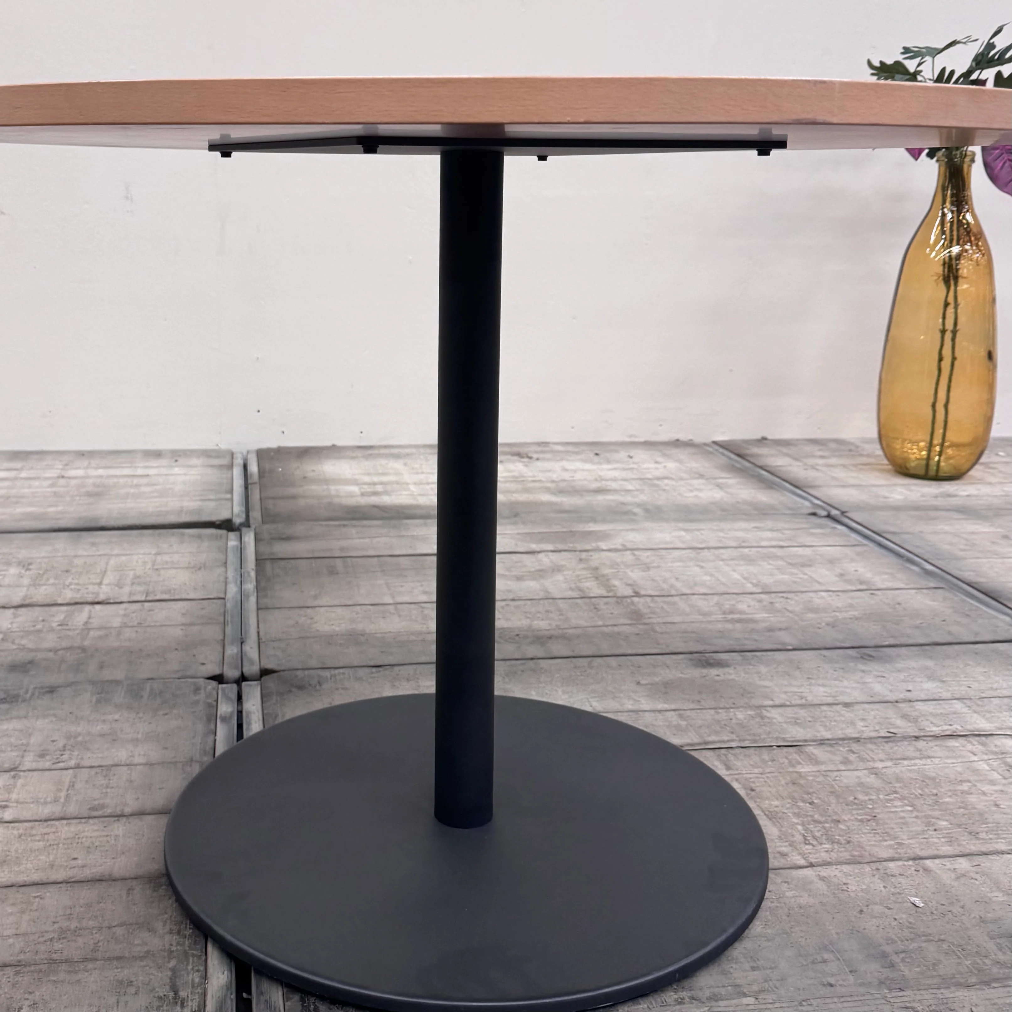 Runder Tisch braun hell Holz 100cm Bürotisch Gebraucht - Image 4