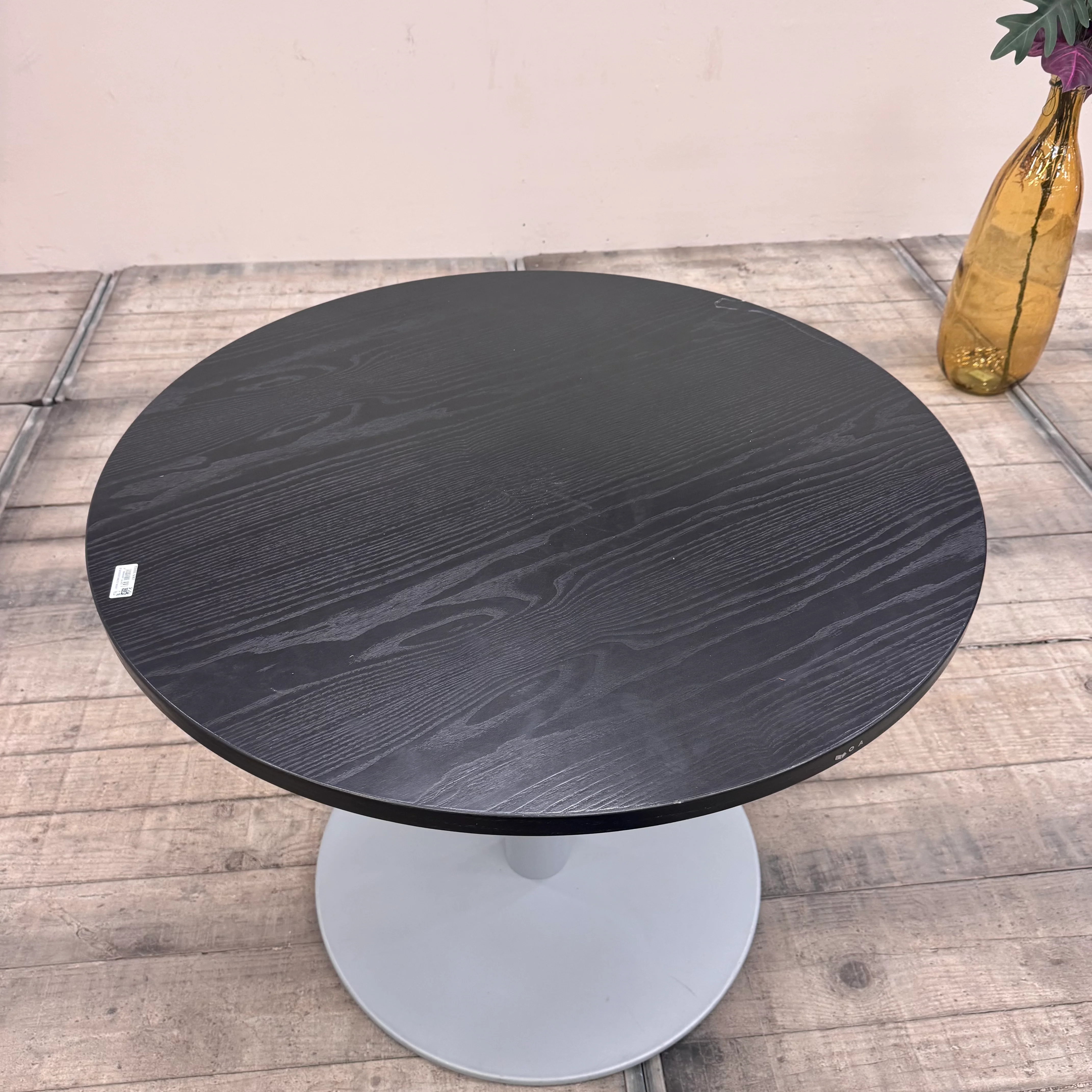 Runder OKA Bürotisch Schwarz Holz Büro Tisch 90cm gebraucht - Image 7