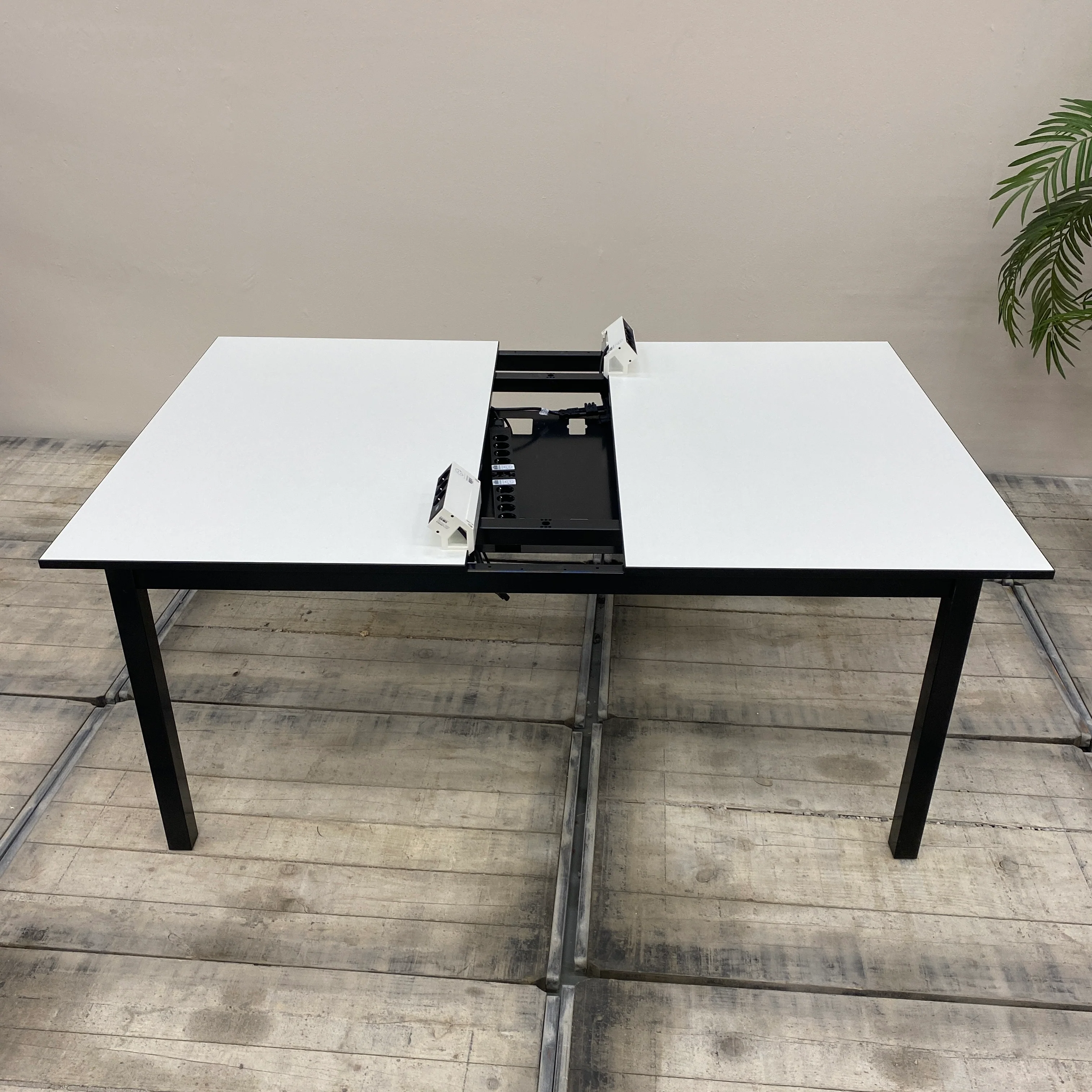 Schreibtisch Weiß Schwarz Metall 160x210 120cm Tisch Gebraucht - Image 15