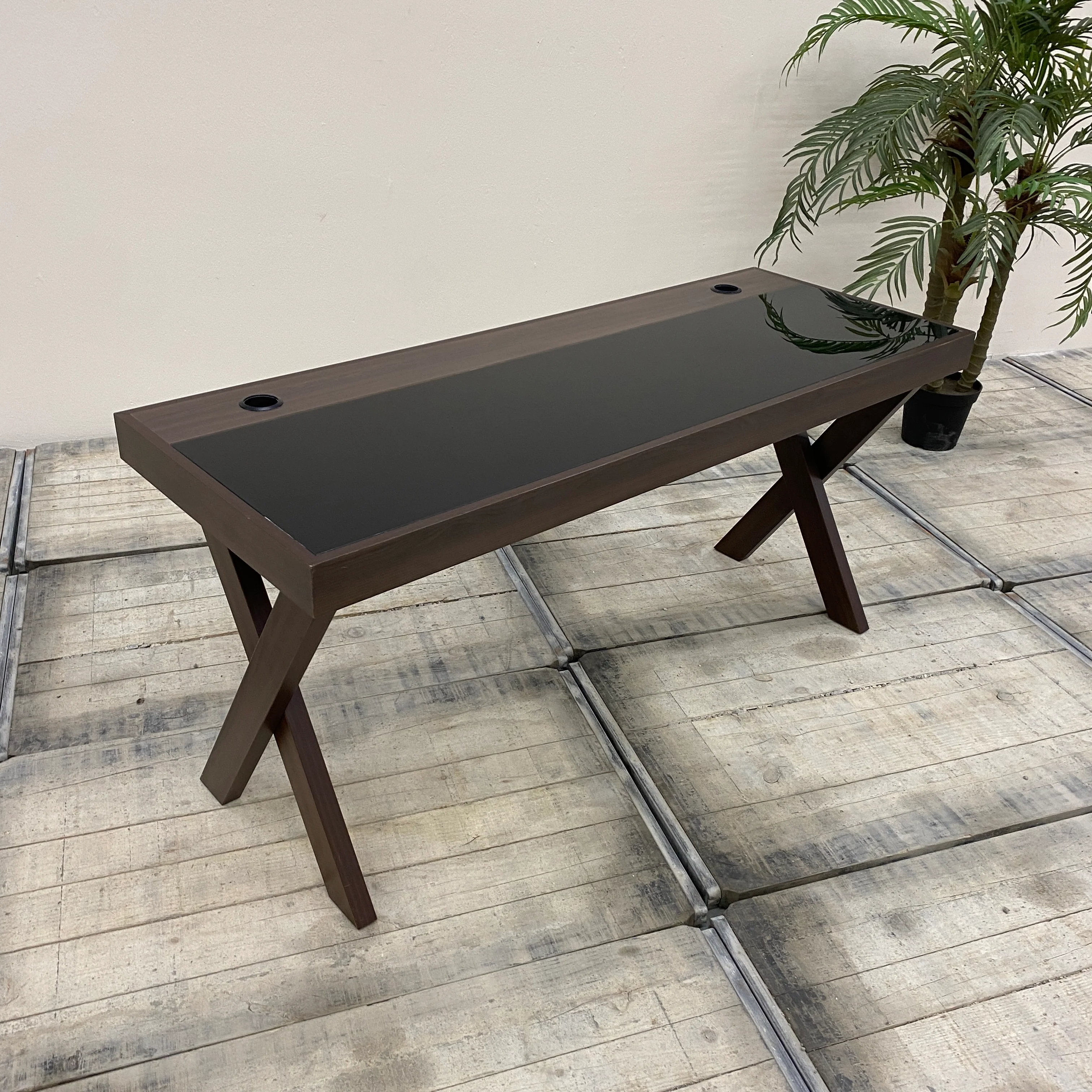Konsolentisch Glas Schwarz Dunkelbraun Schreibtisch 160x60 Tisch Gebraucht - Image 3