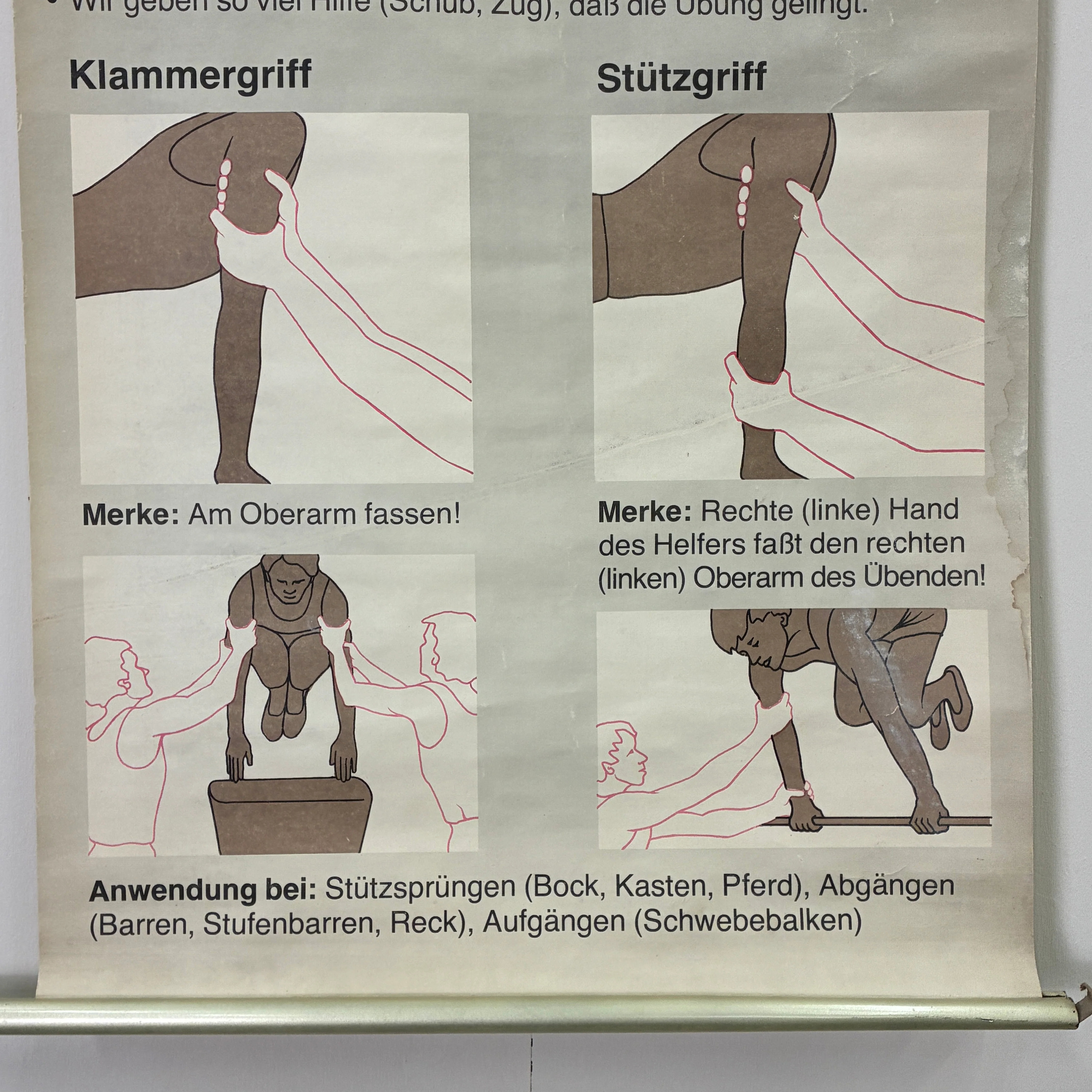 Vintage Schulkarte Helfen beim GerÀtturnen Sport Turnen Rollbild DDR Wanddeko - Image 3