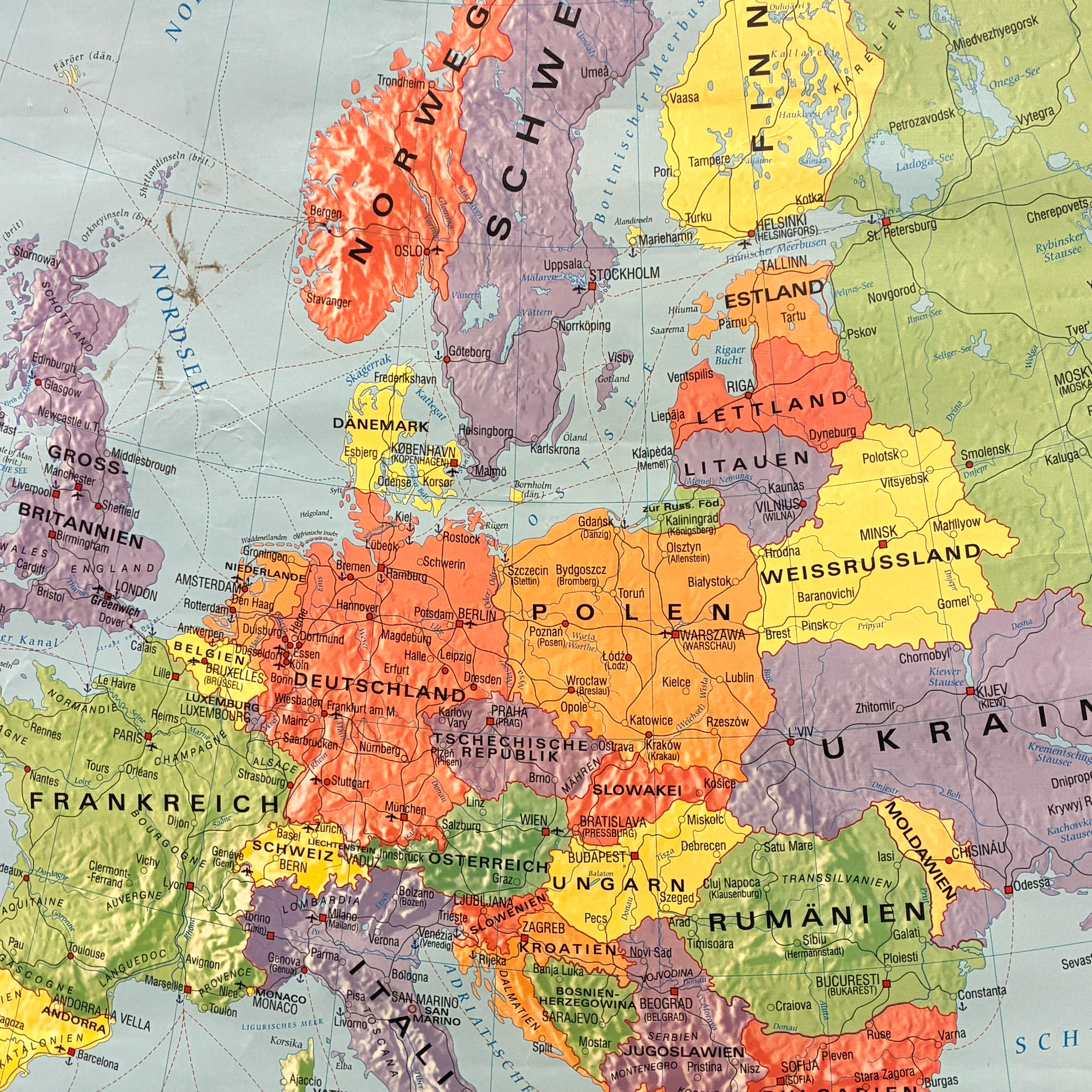 Vintage Schulkarte – Europa politisch – Geografie Lehrtafel Rollbild Wanddeko - Image 5