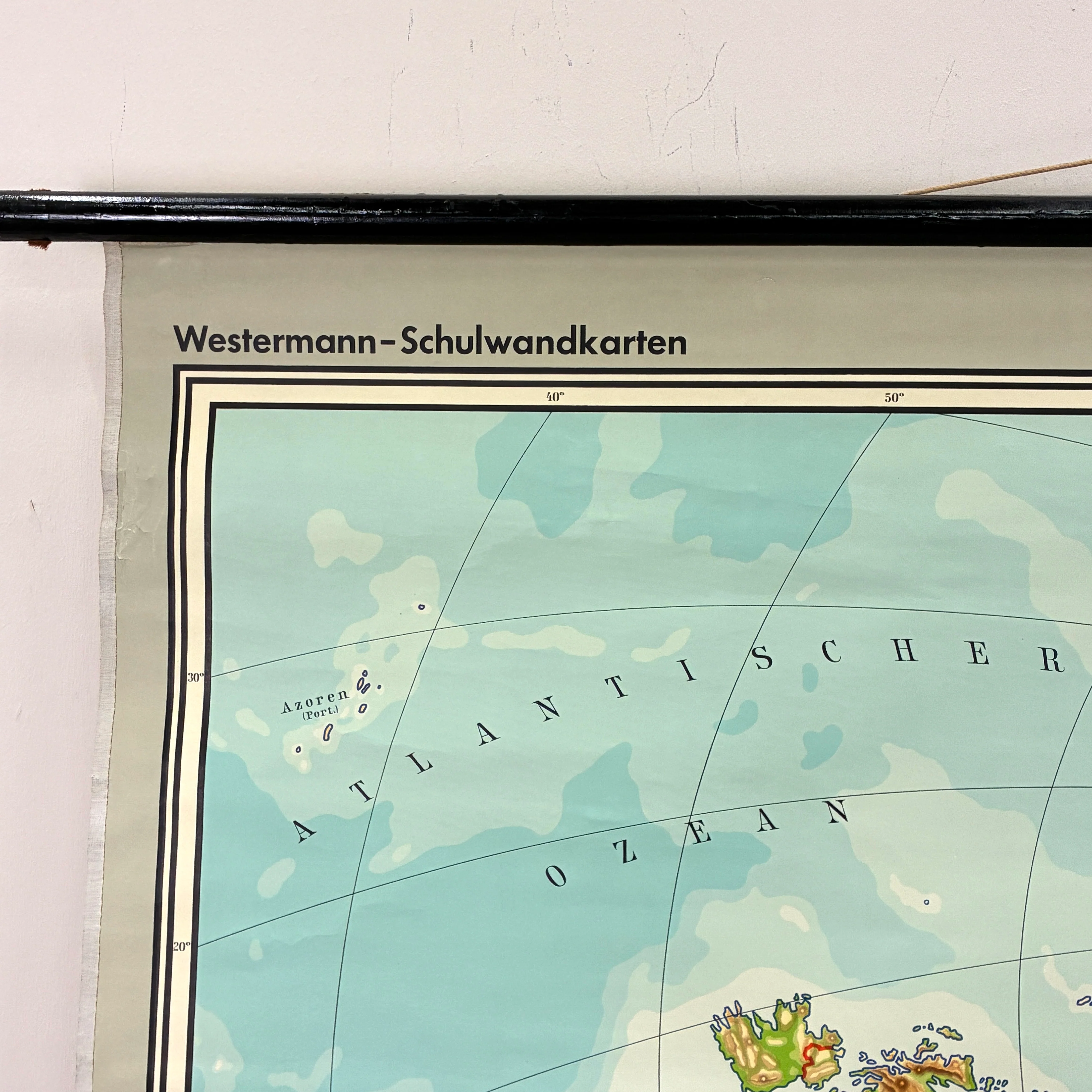 Vintage Schulkarte – Asien – Westermann Geografie Lehrtafel Rollbild Wanddeko - Image 4